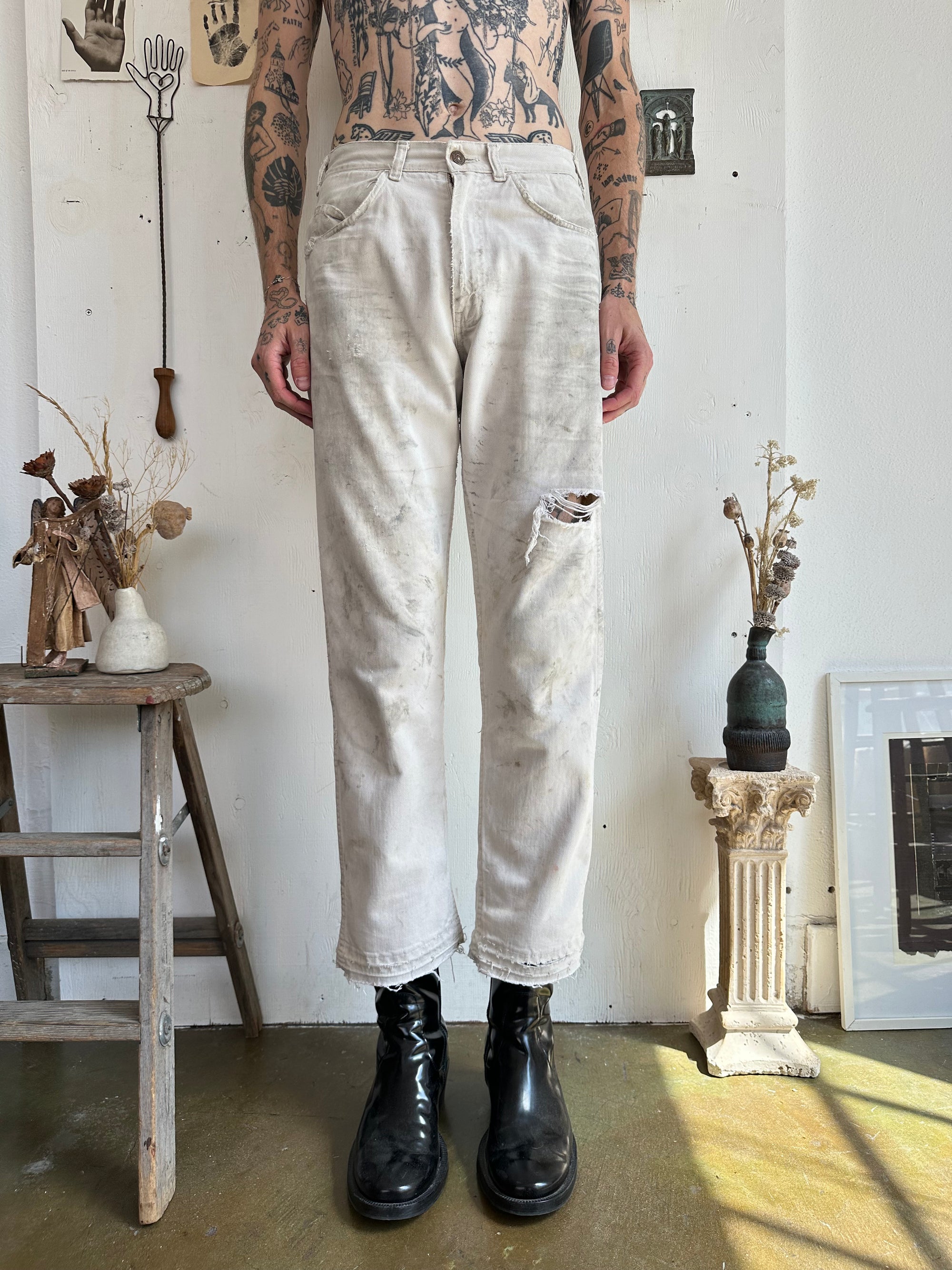 1980s Thrashed White Pants