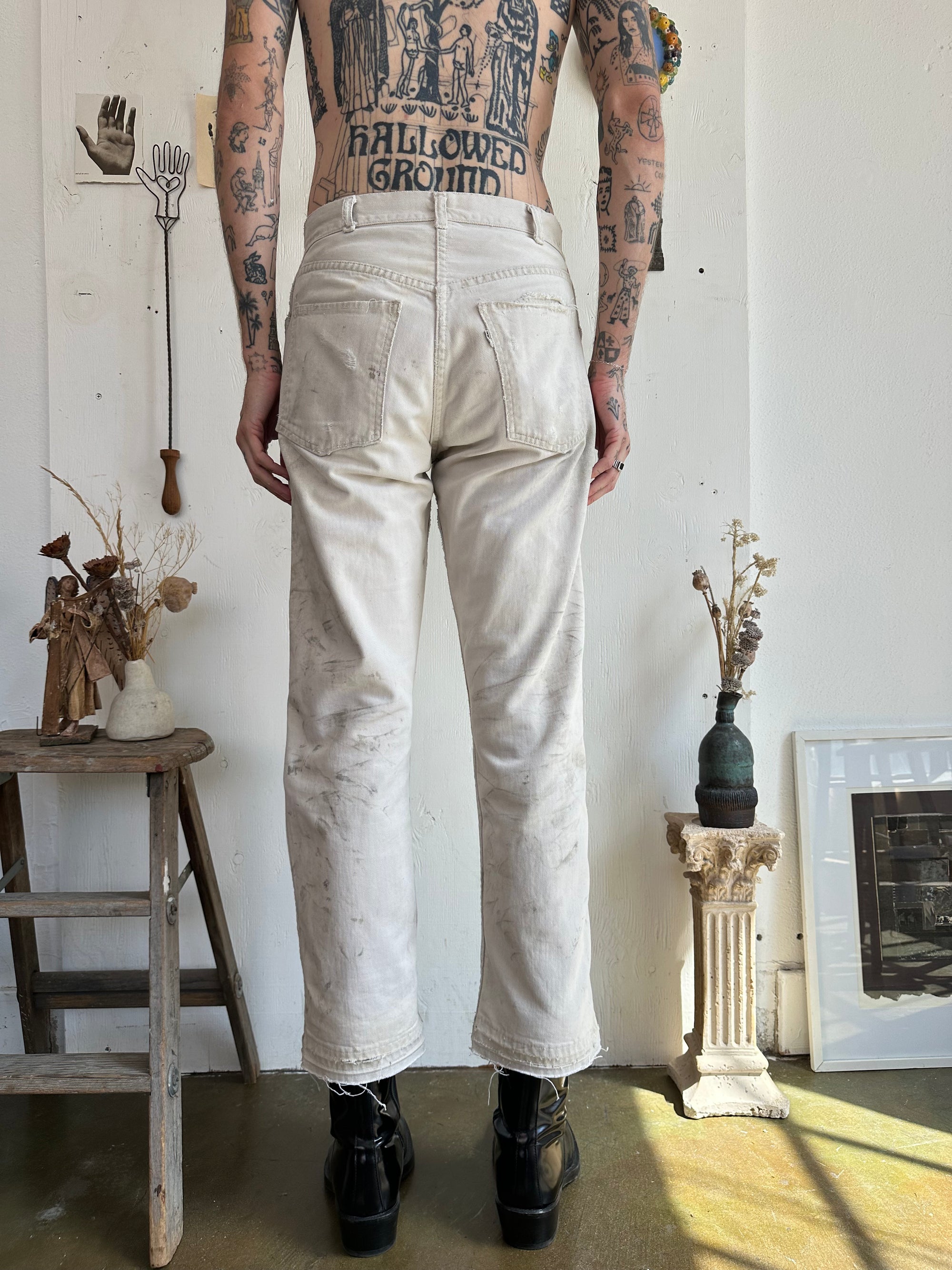 1980s Thrashed White Pants