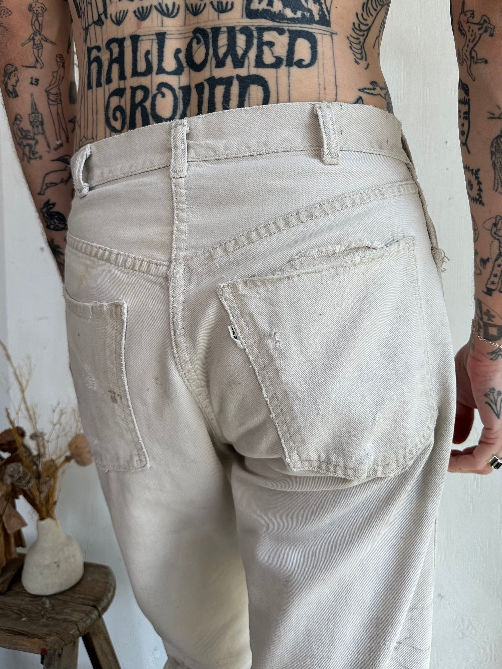 1980s Thrashed White Pants