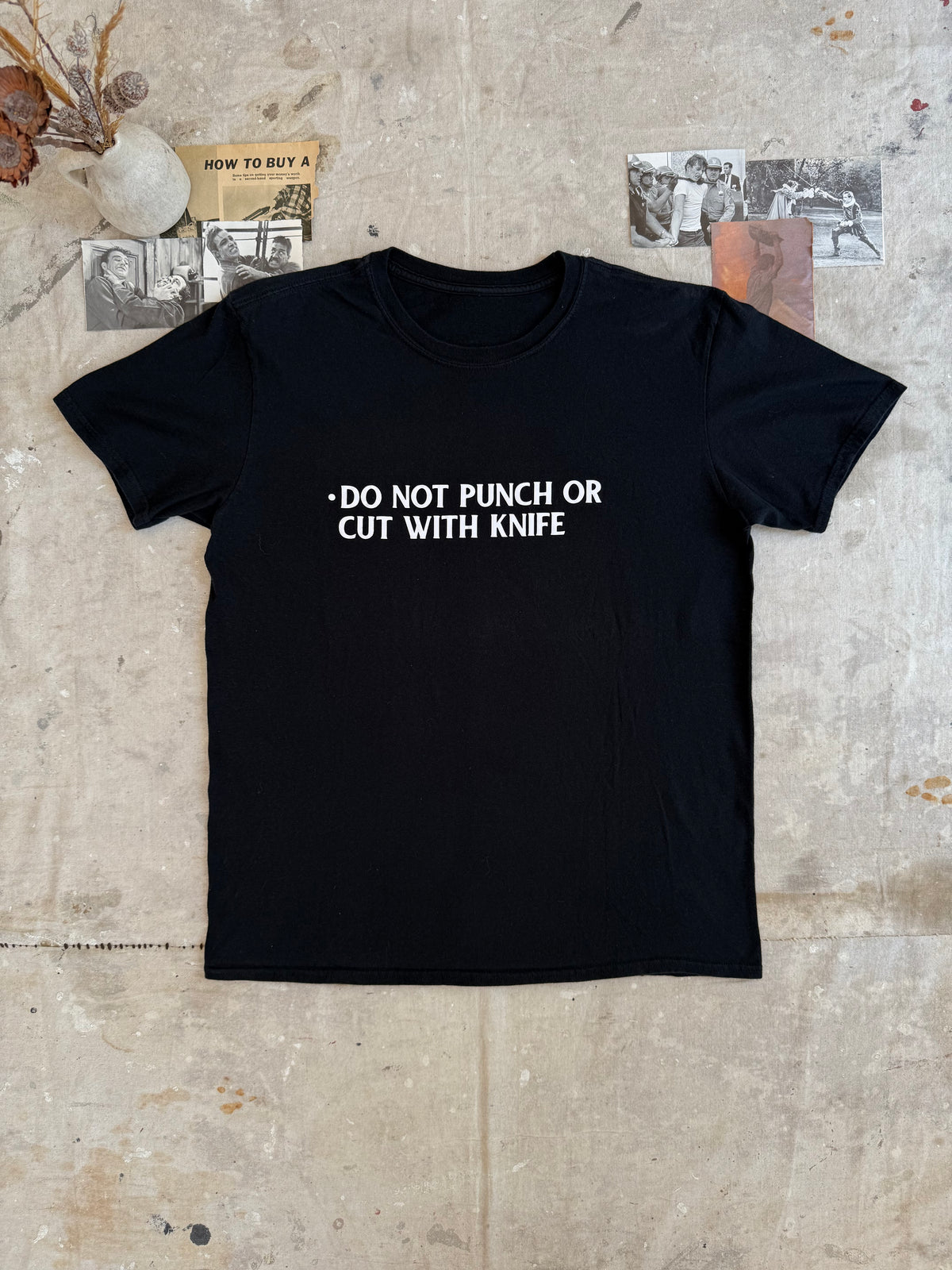 2000s Do Not Punch or Cut With Knife T-Shirt