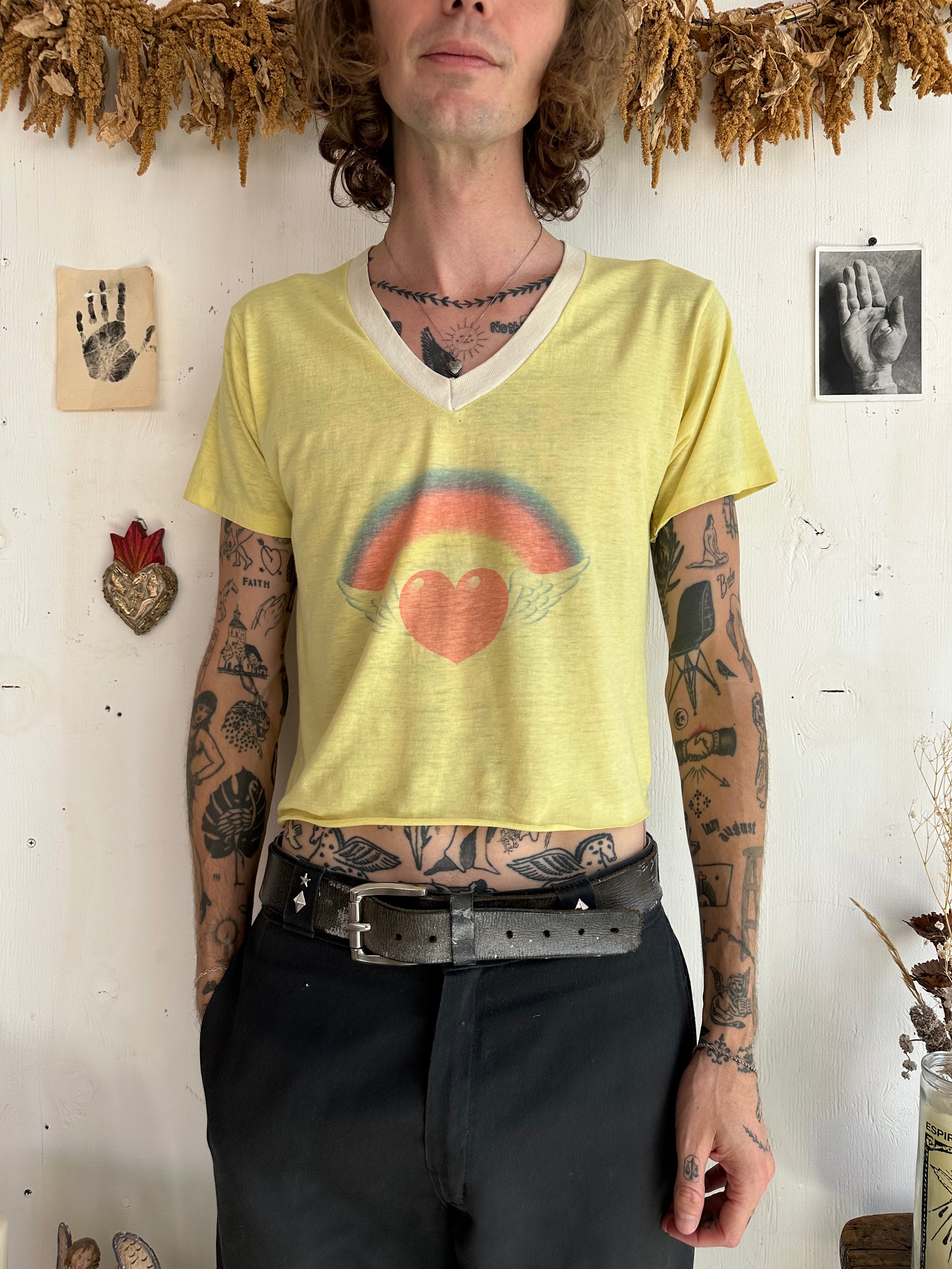 1980s Paper Thin Heart and Rainbow Tee (Boxy M)