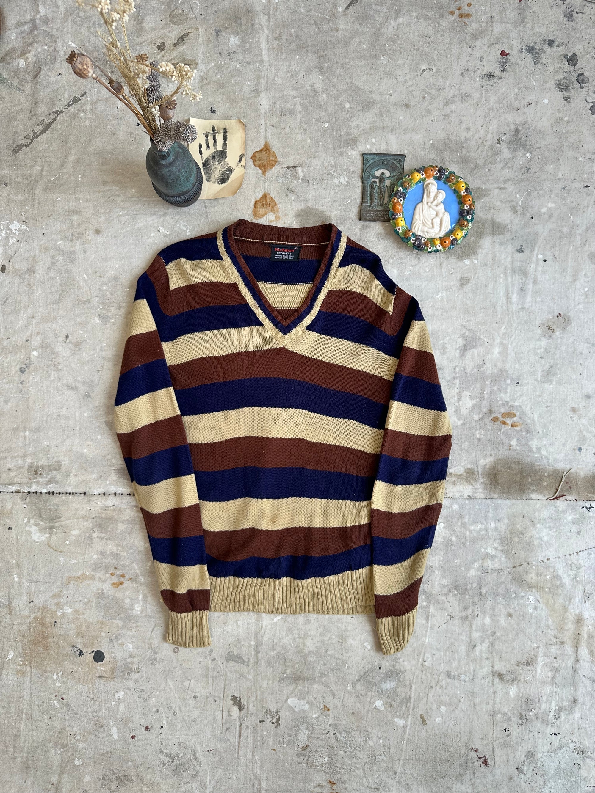 1970s Striped V-Neck Knit