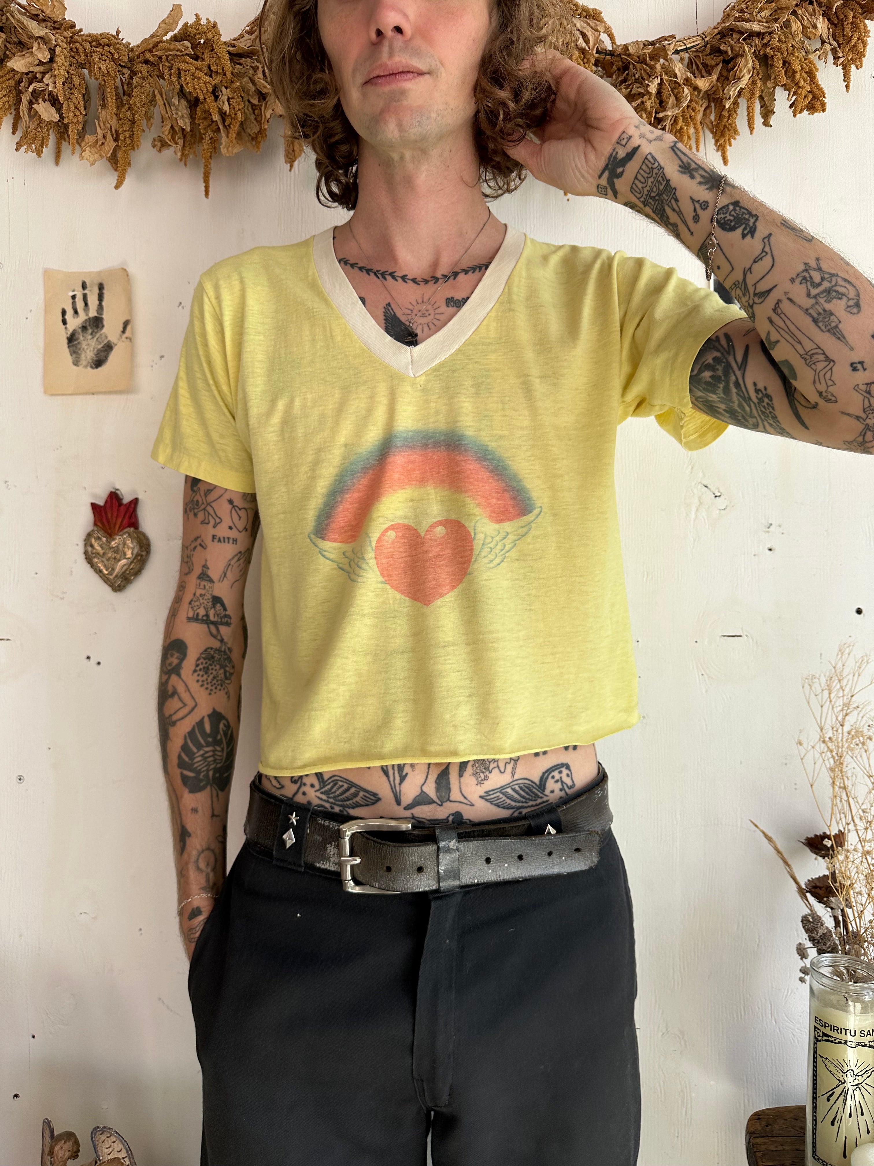 1980s Paper Thin Heart and Rainbow Tee (Boxy M)
