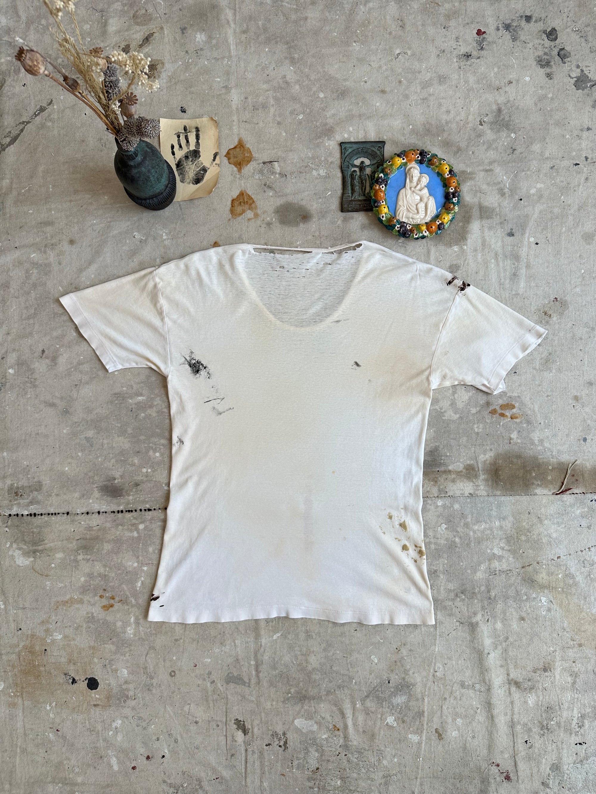 1950s Perfect Paint Splattered White Tee