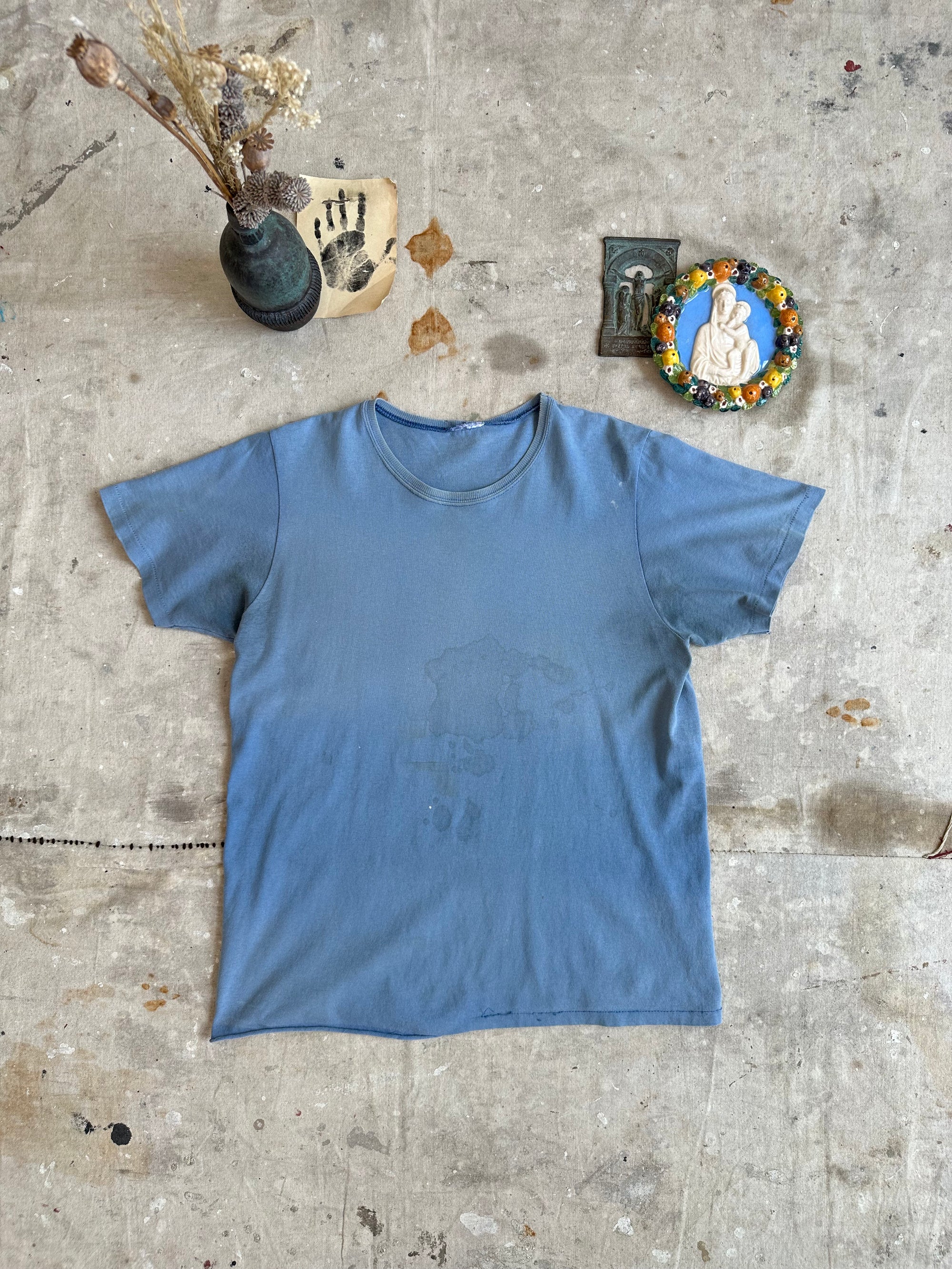 1970s Well Worn Blue Blank