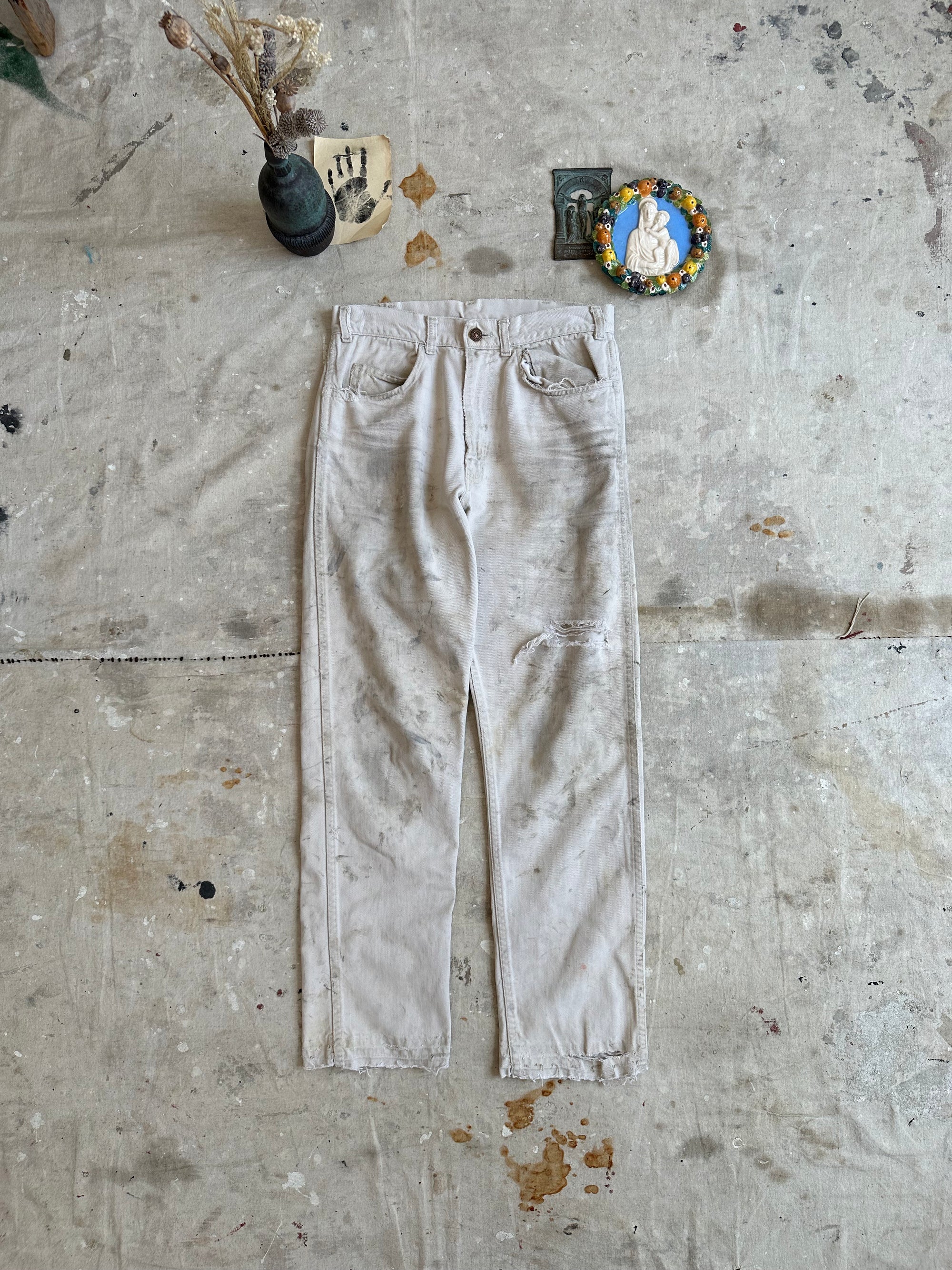 1980s Thrashed White Pants