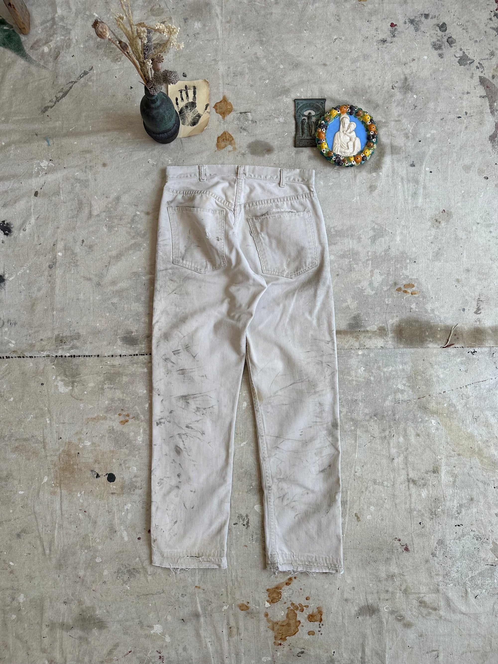 1980s Thrashed White Pants