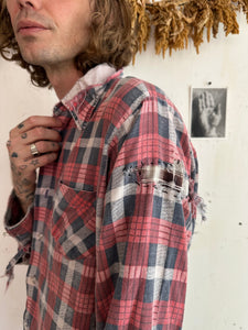 1970s Thrashed and Patched Cotton Flannel (Boxy L)