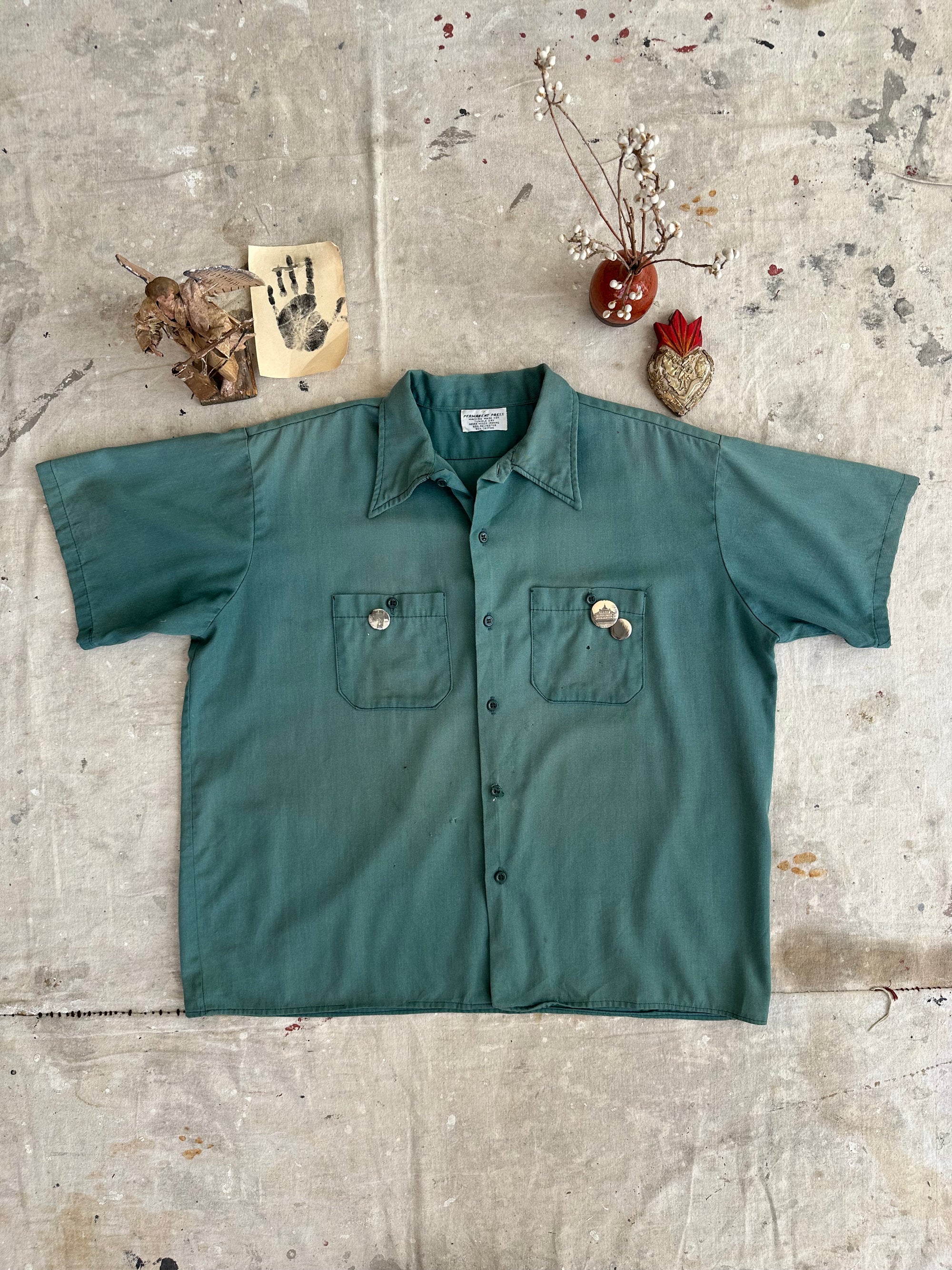 1960s Well Worn Work Shirt W/ Pins