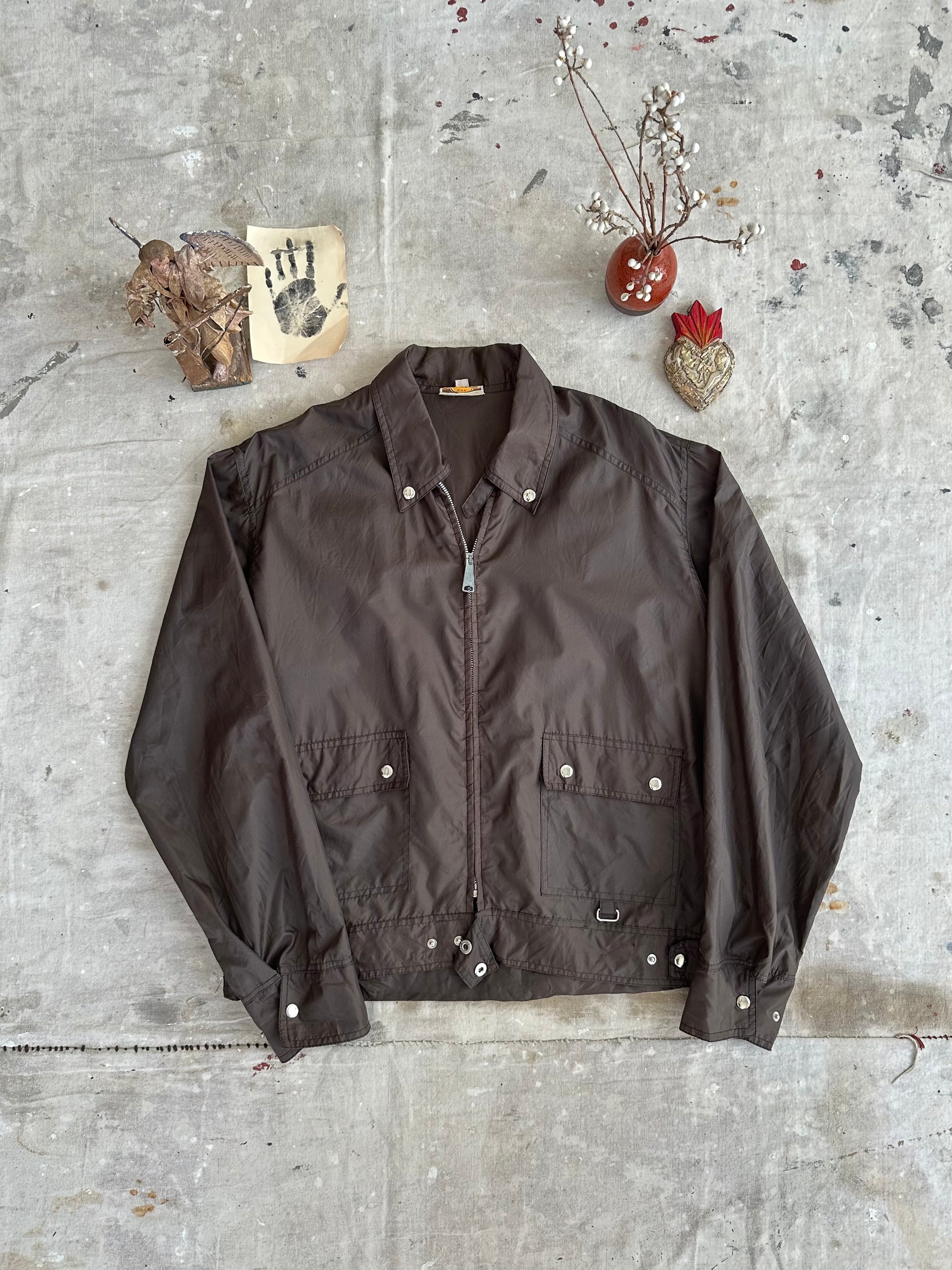 1970s Faded Black/Brown Windbreaker W/ Pins
