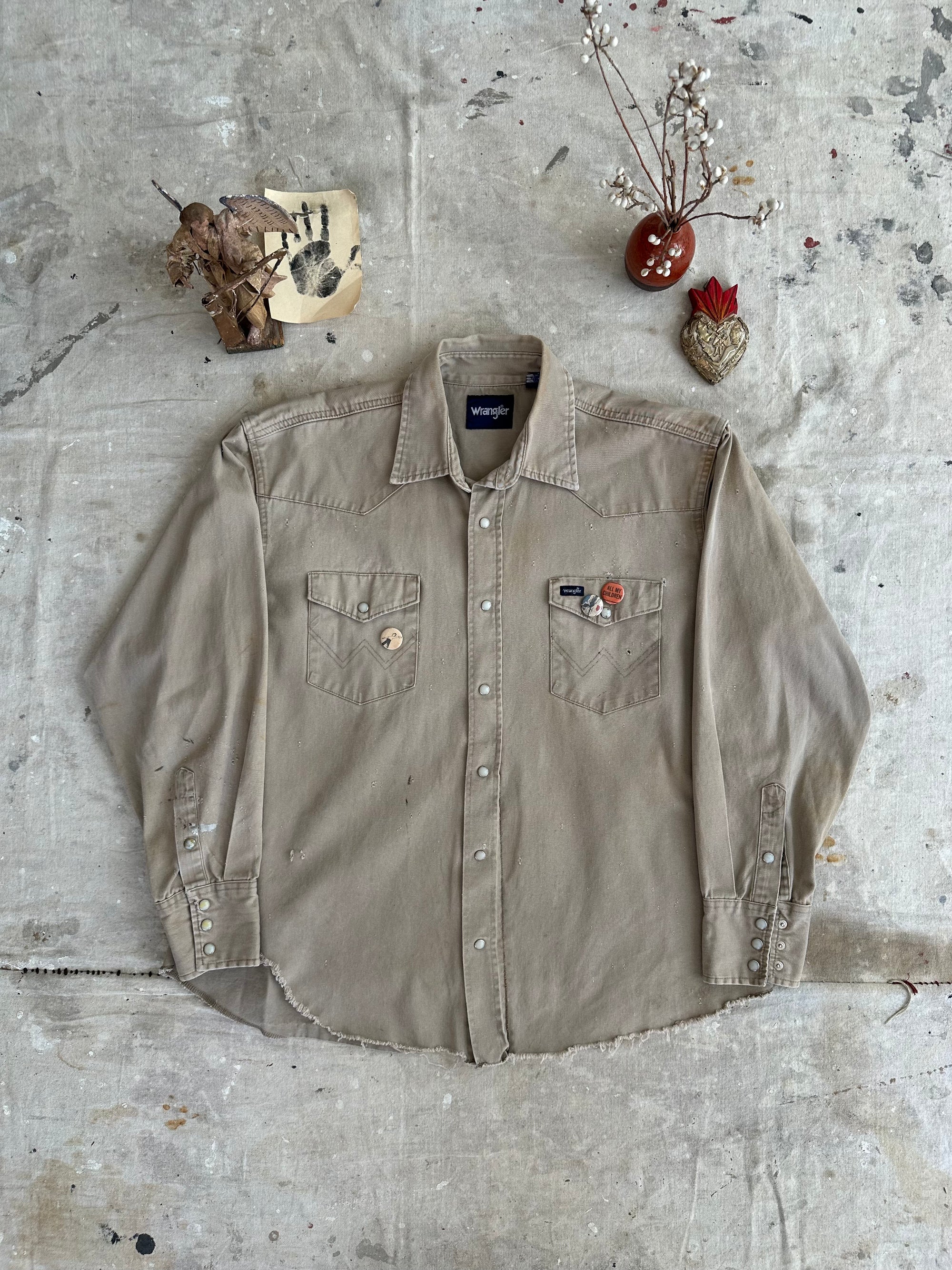 1990s Well-Worn Wrangler Snap-Button Up w/ Pins
