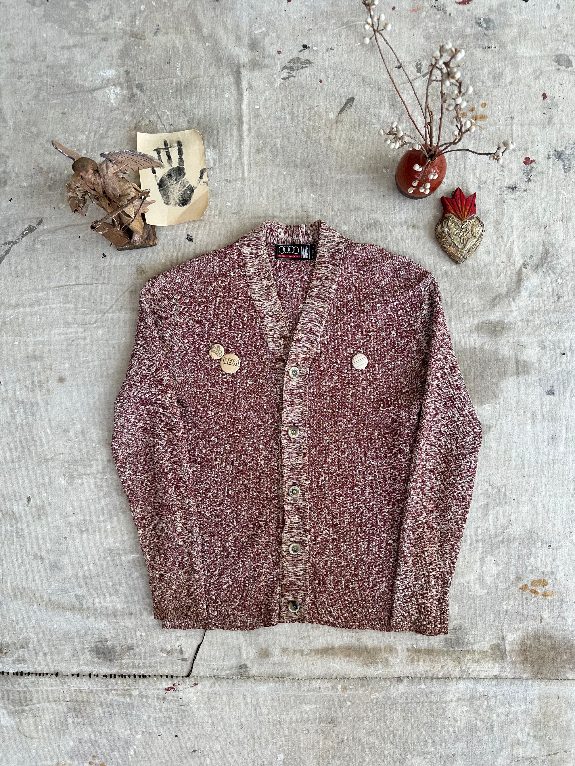 1980s Made in Italy Cotton Blend Cardigan W/ Pins