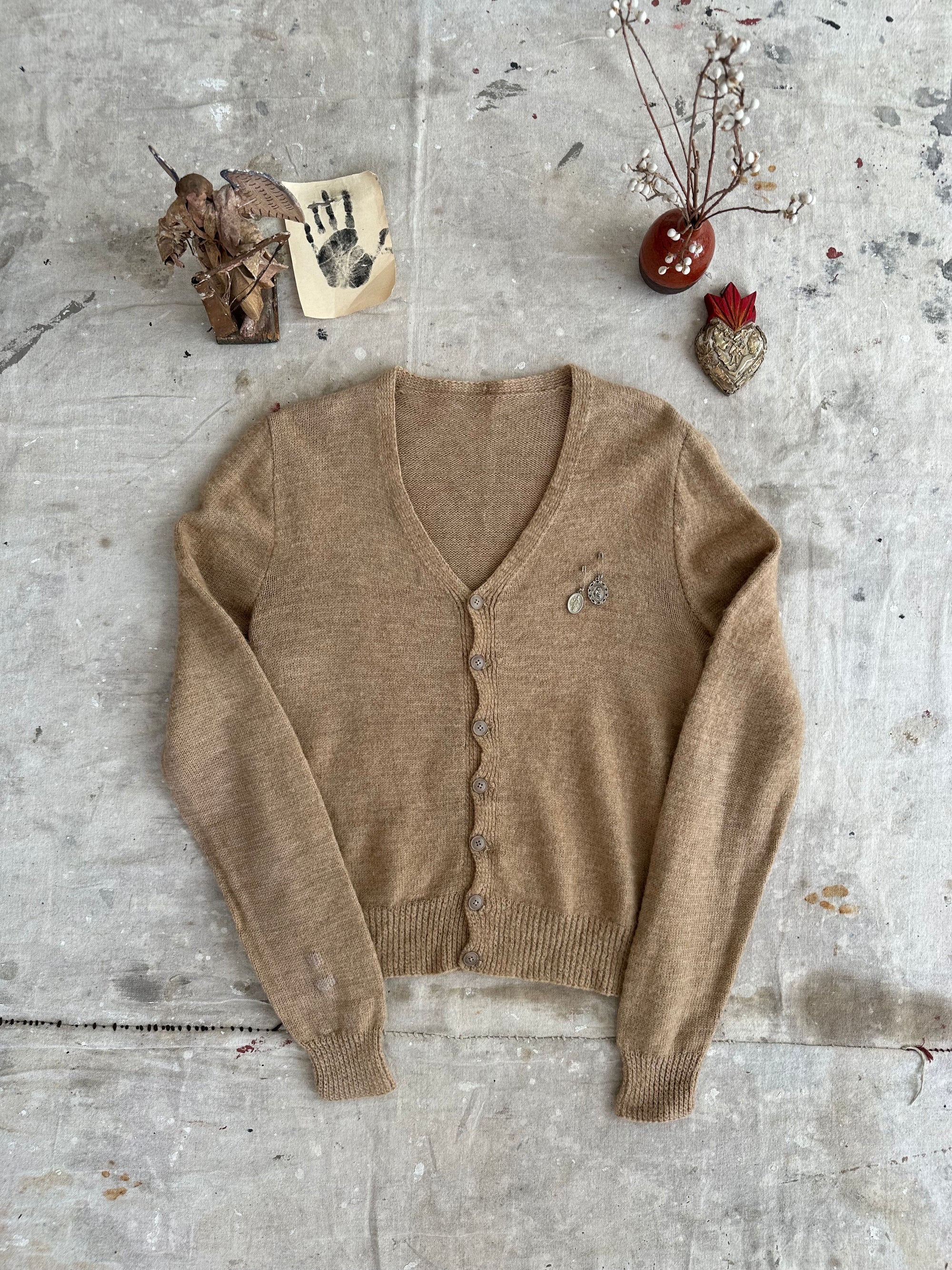 1960s Wool Cardigan W/ Pendants