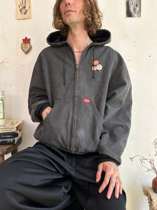 1990s Faded Dickies Hooded Work Jacket W/ Pins (Boxy XL)