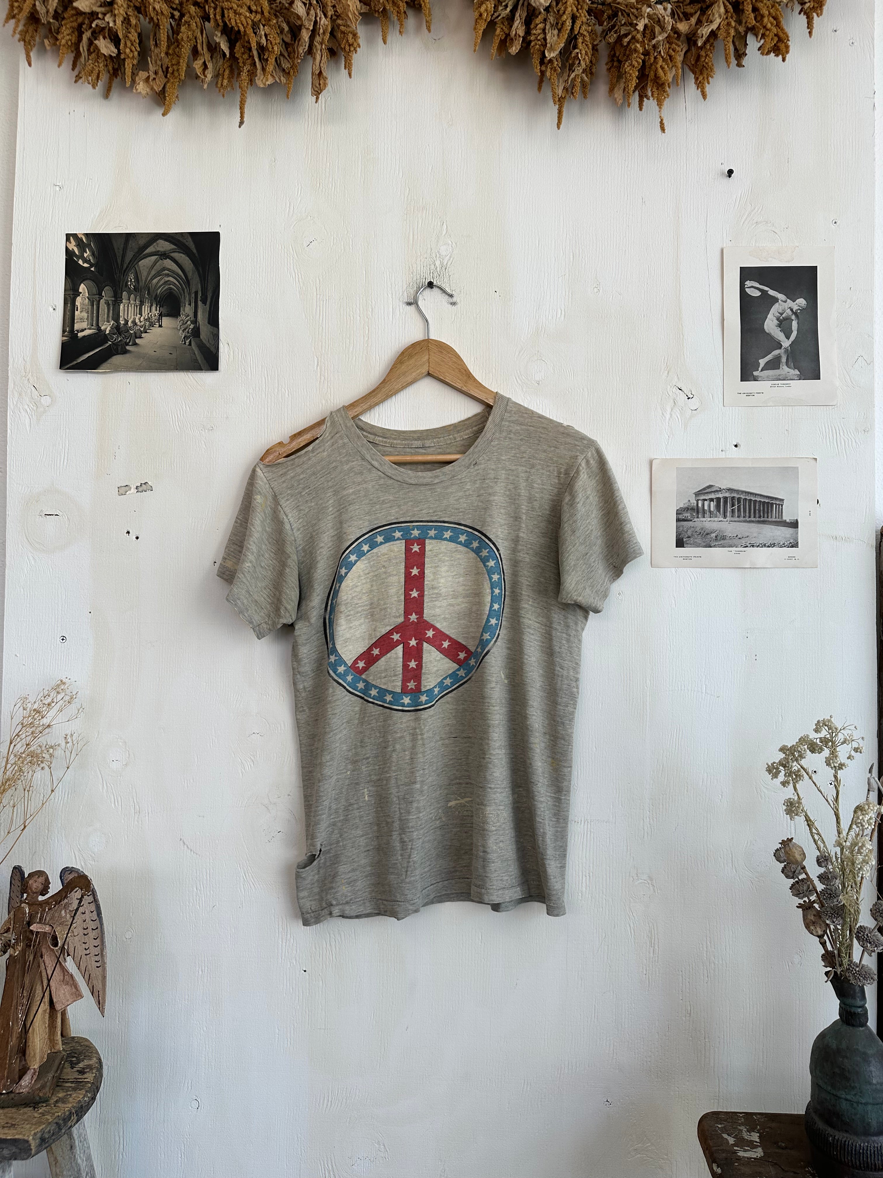 1960s/1970s Thrashed Peace Sign Tee (M)
