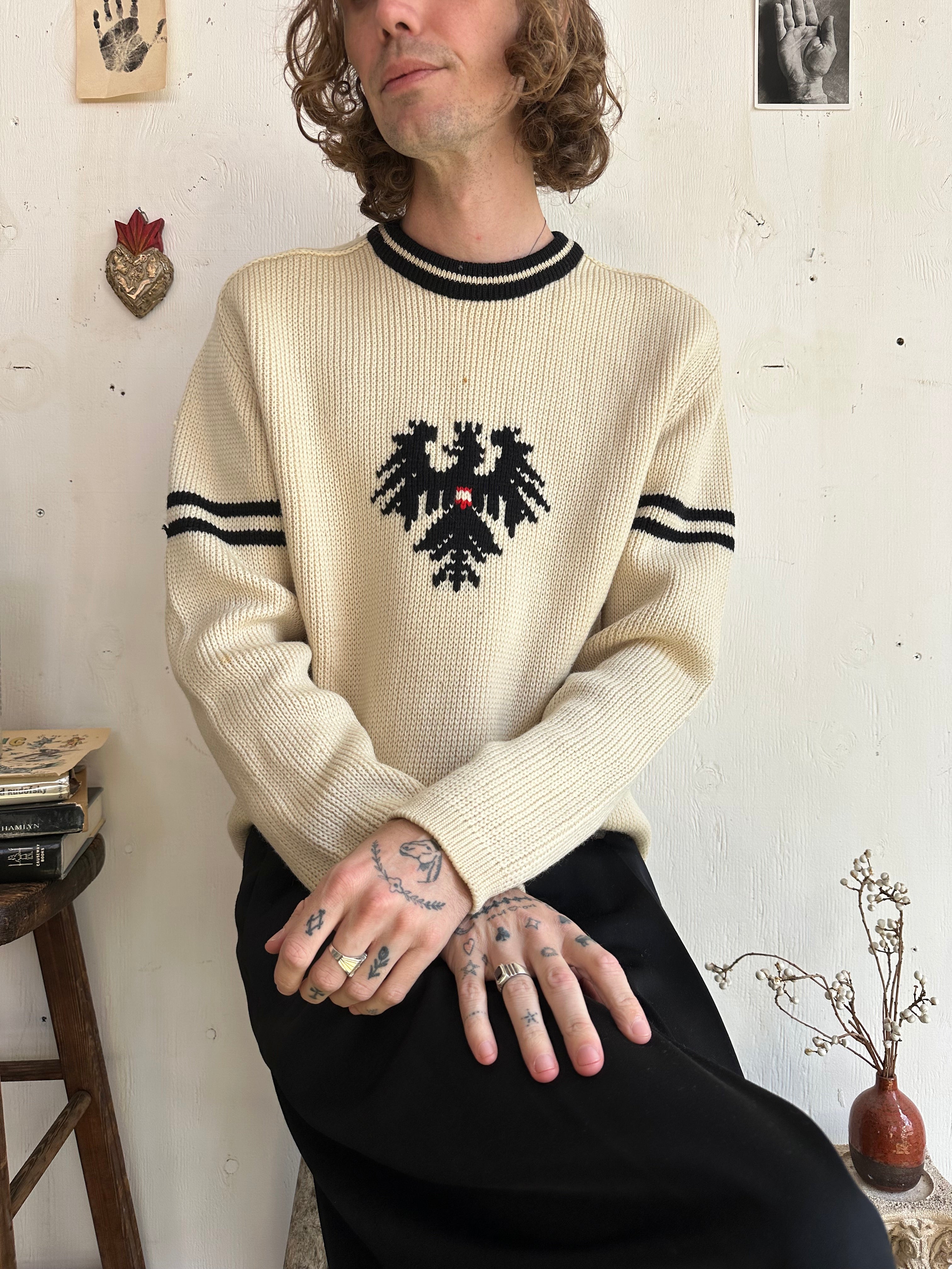 1970s Austrian Emblem Chunky Knit Sweater (Boxy M)
