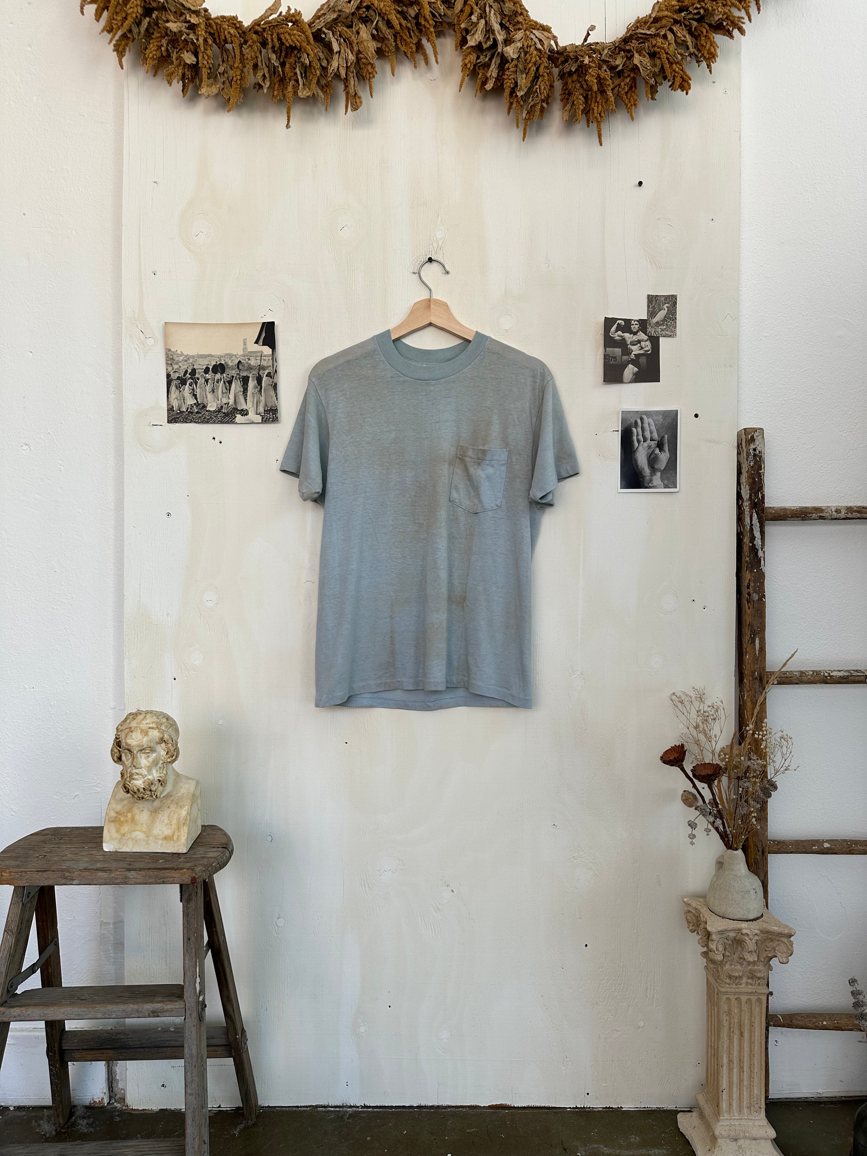 1970s Paper Thin Baby Blue Pocket Tee (M)