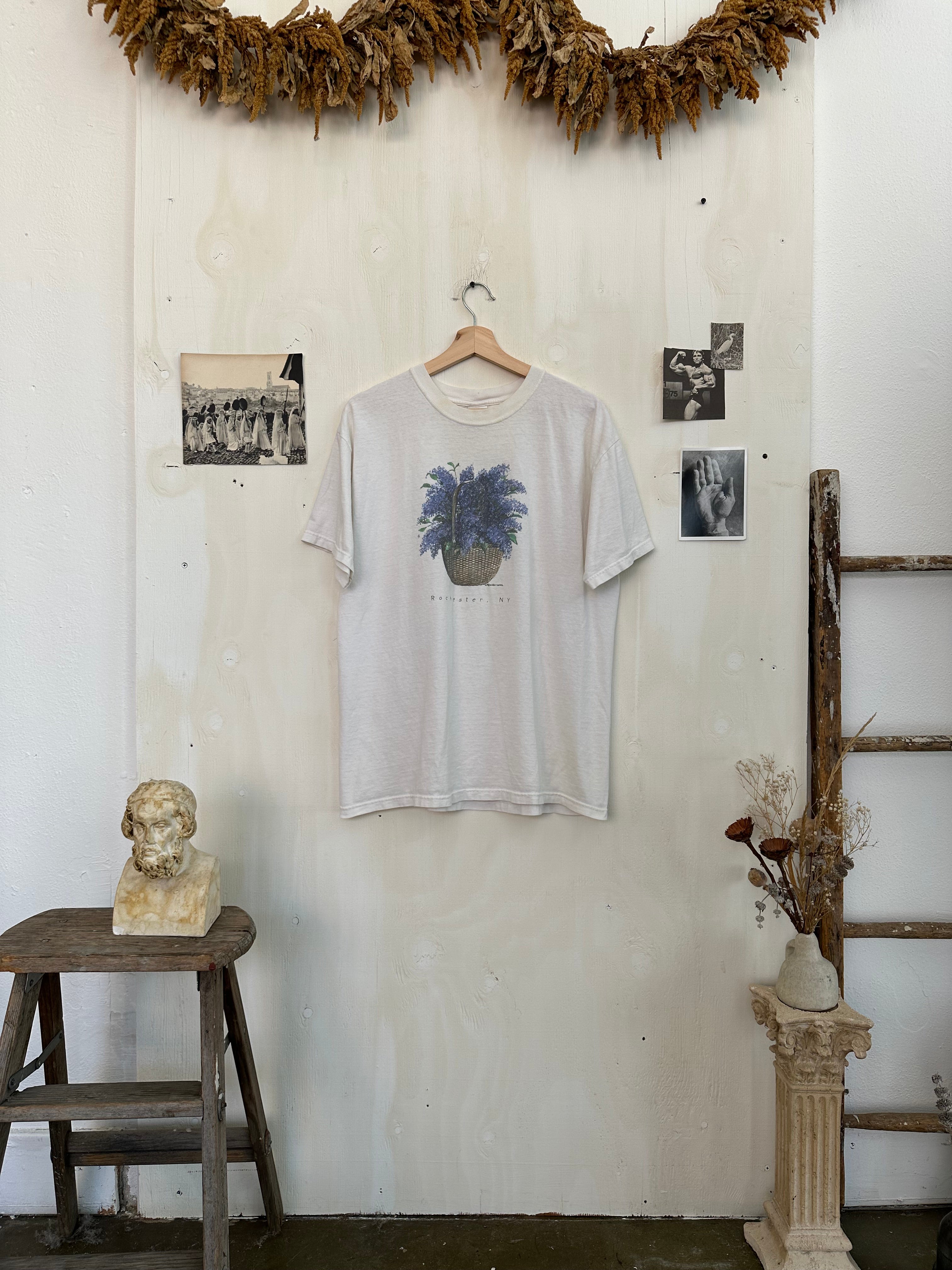 1990s Blue Flowers Rochester, NY T-Shirt (XL)