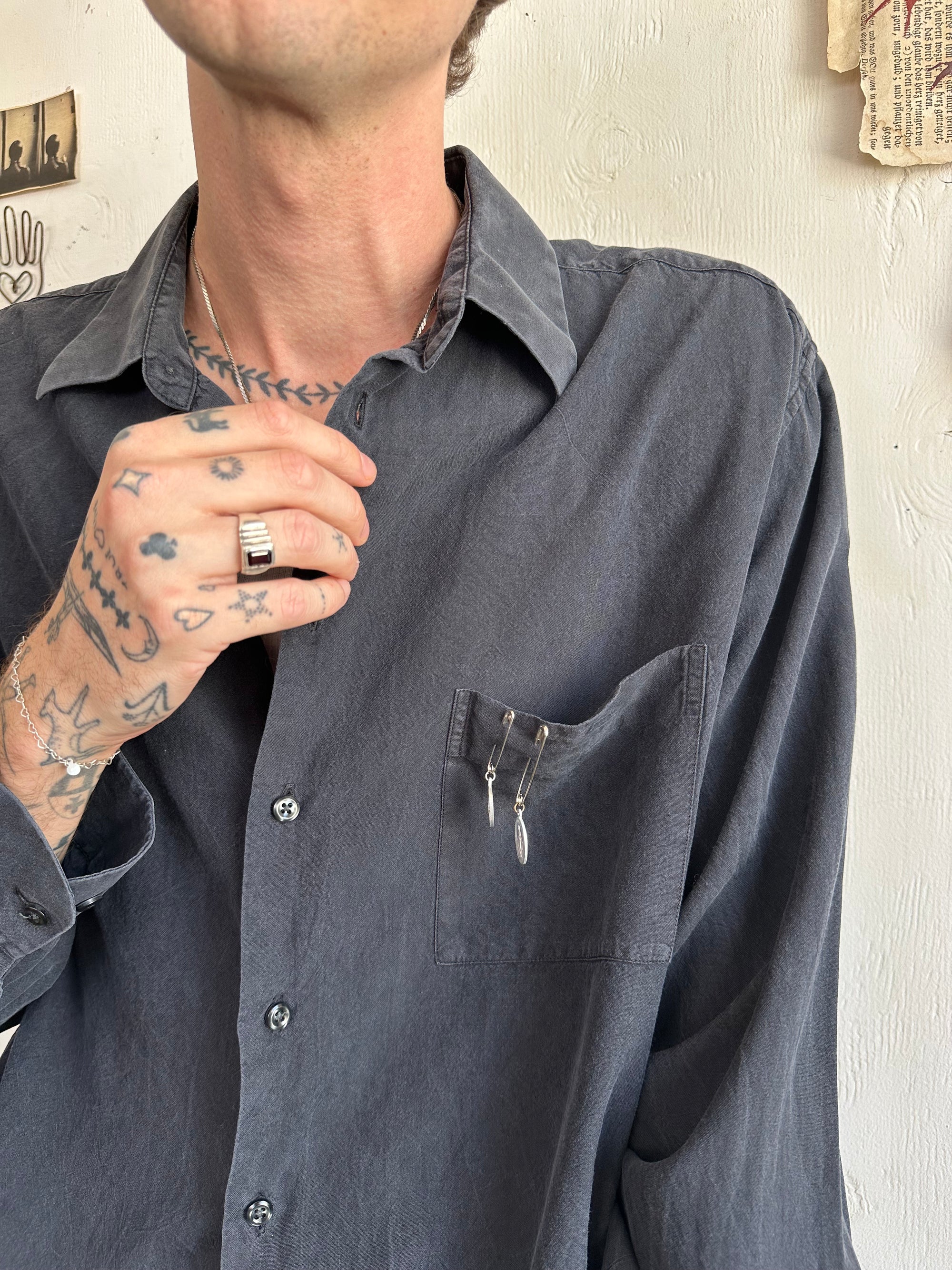 1990s 100% Silk Shirt W/ Pendants