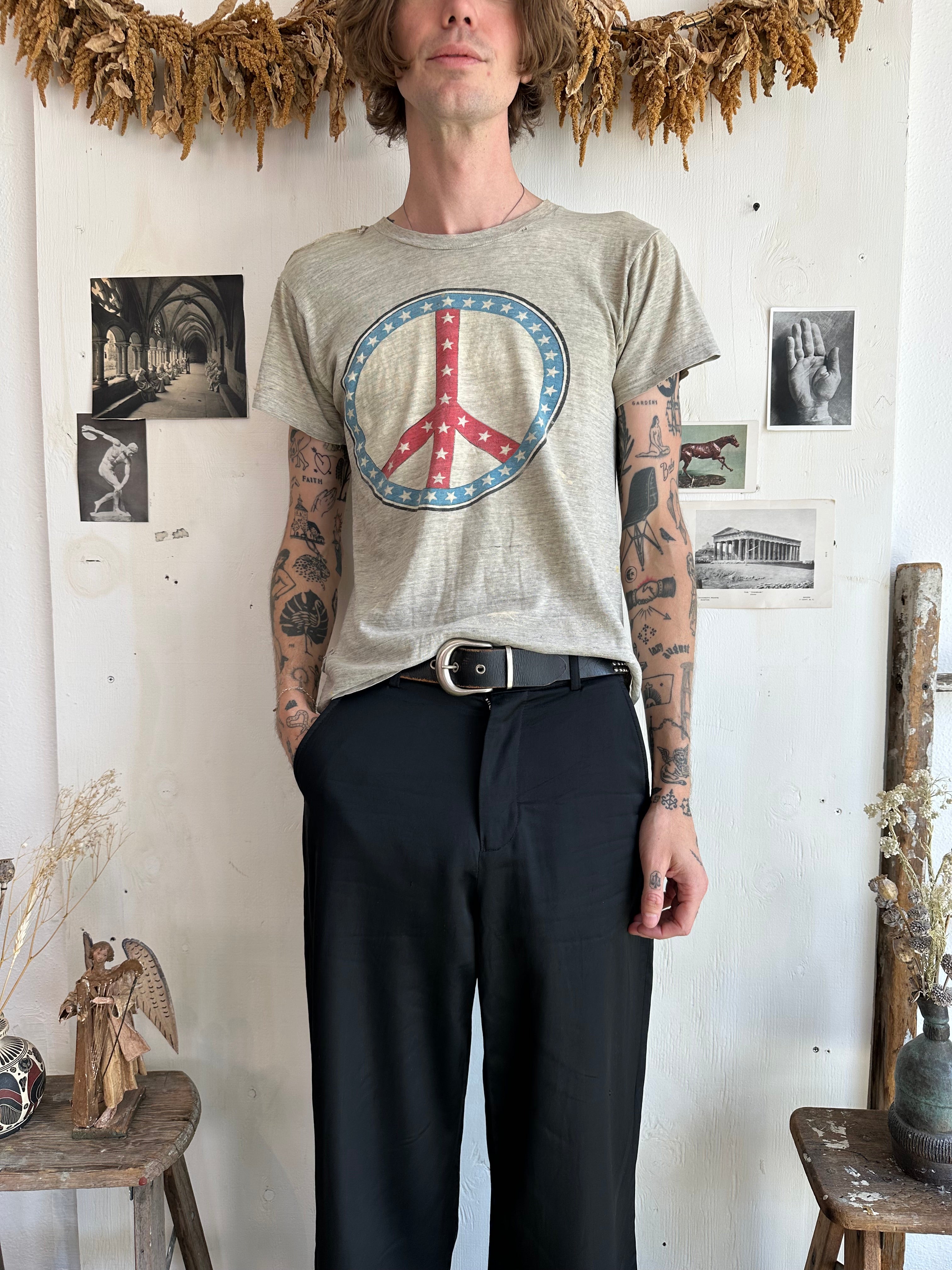 1960s/1970s Thrashed Peace Sign Tee (M)