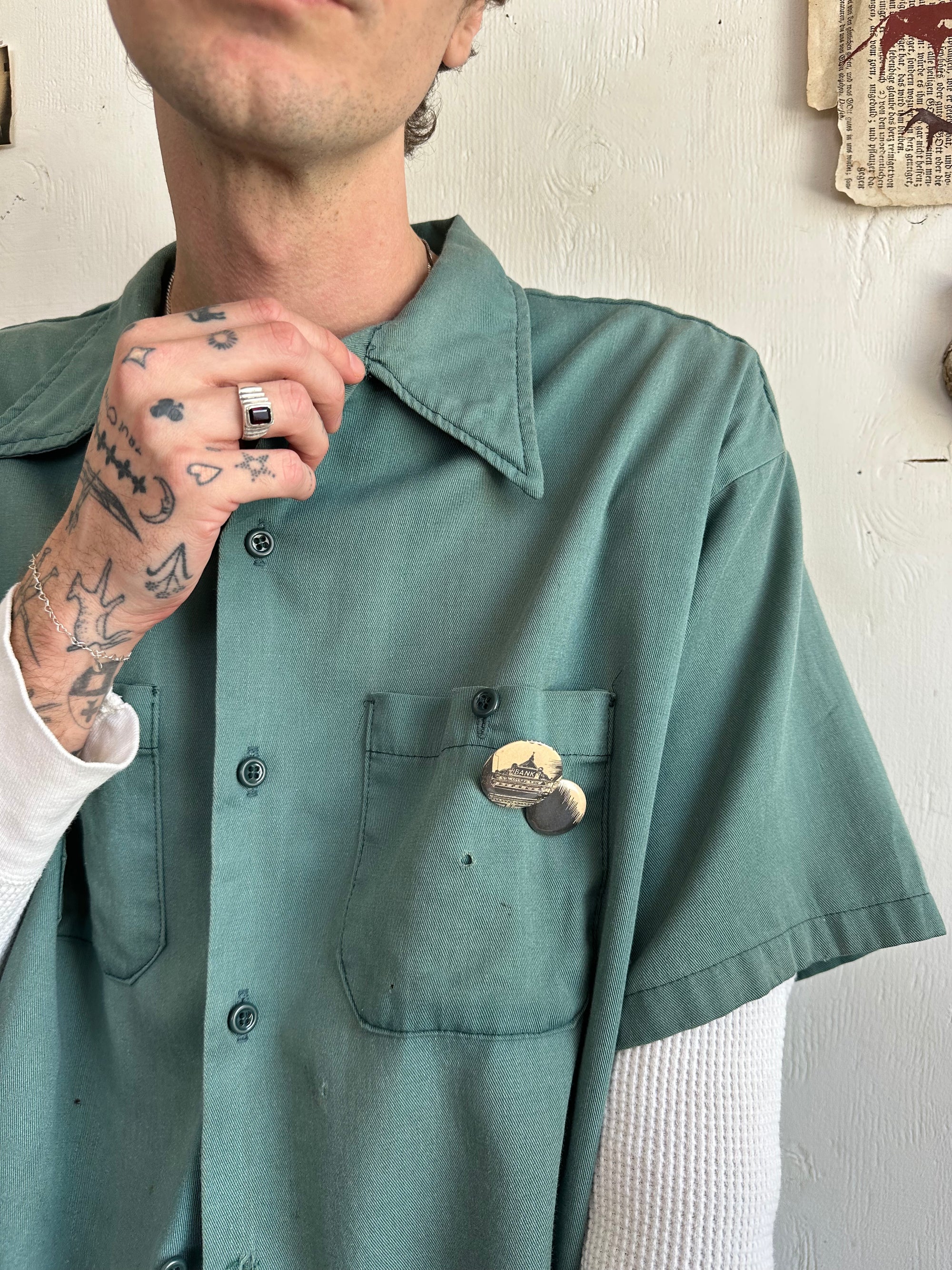 1960s Well Worn Work Shirt W/ Pins