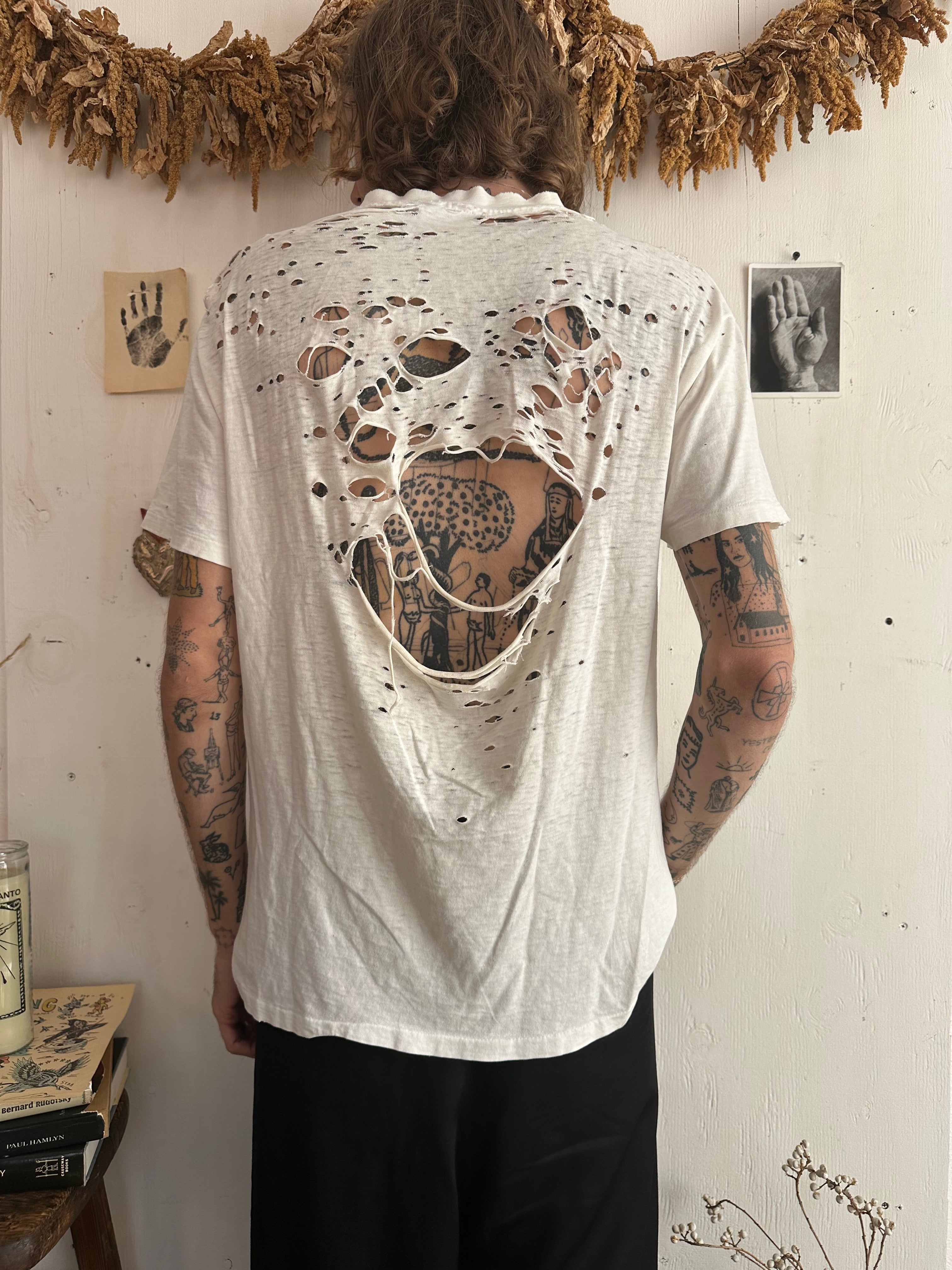 1980s Thrashed White Pocket Tee (L)