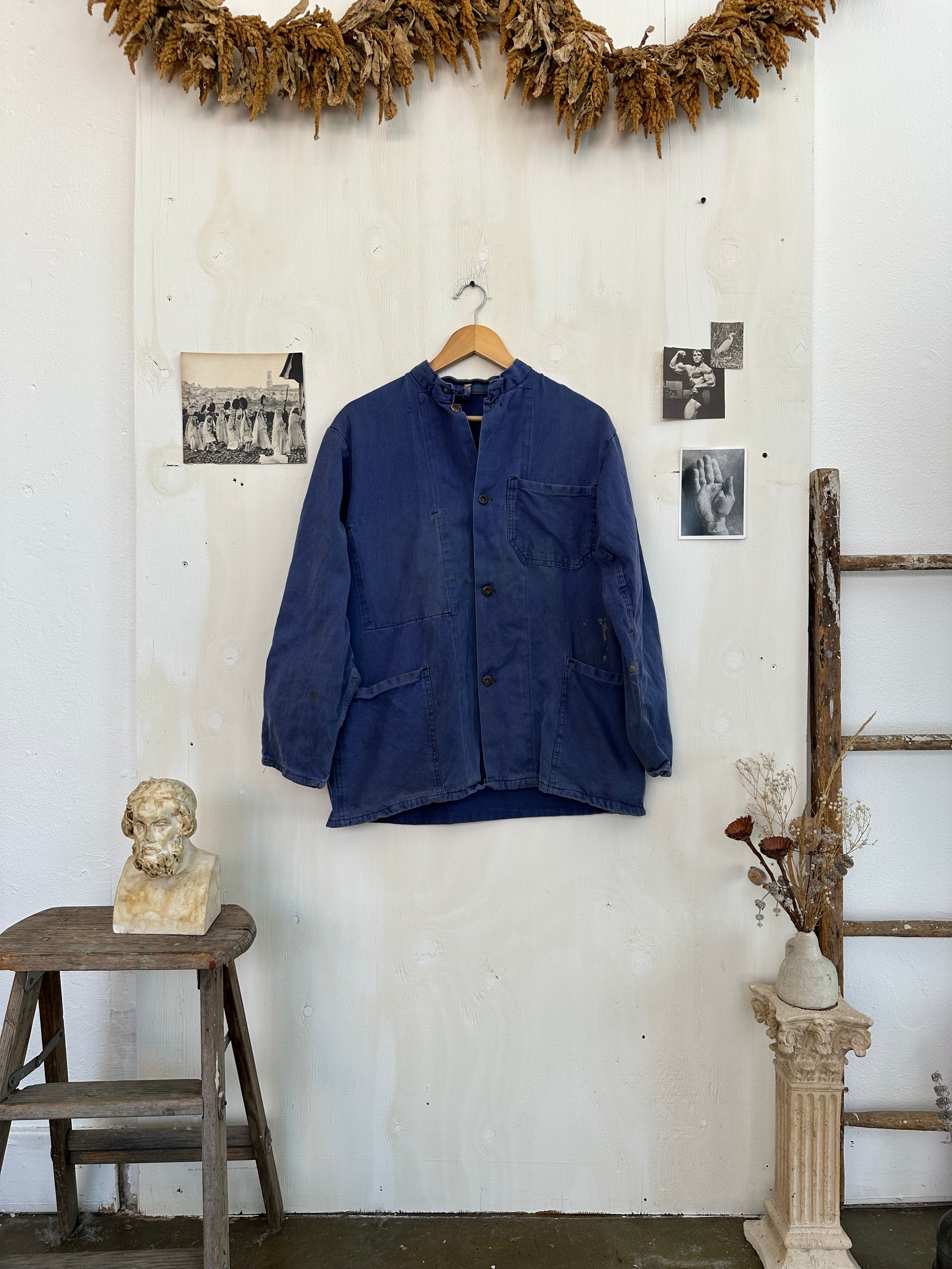 1980s Well Worn Standing Collar Chore Jacket (L)