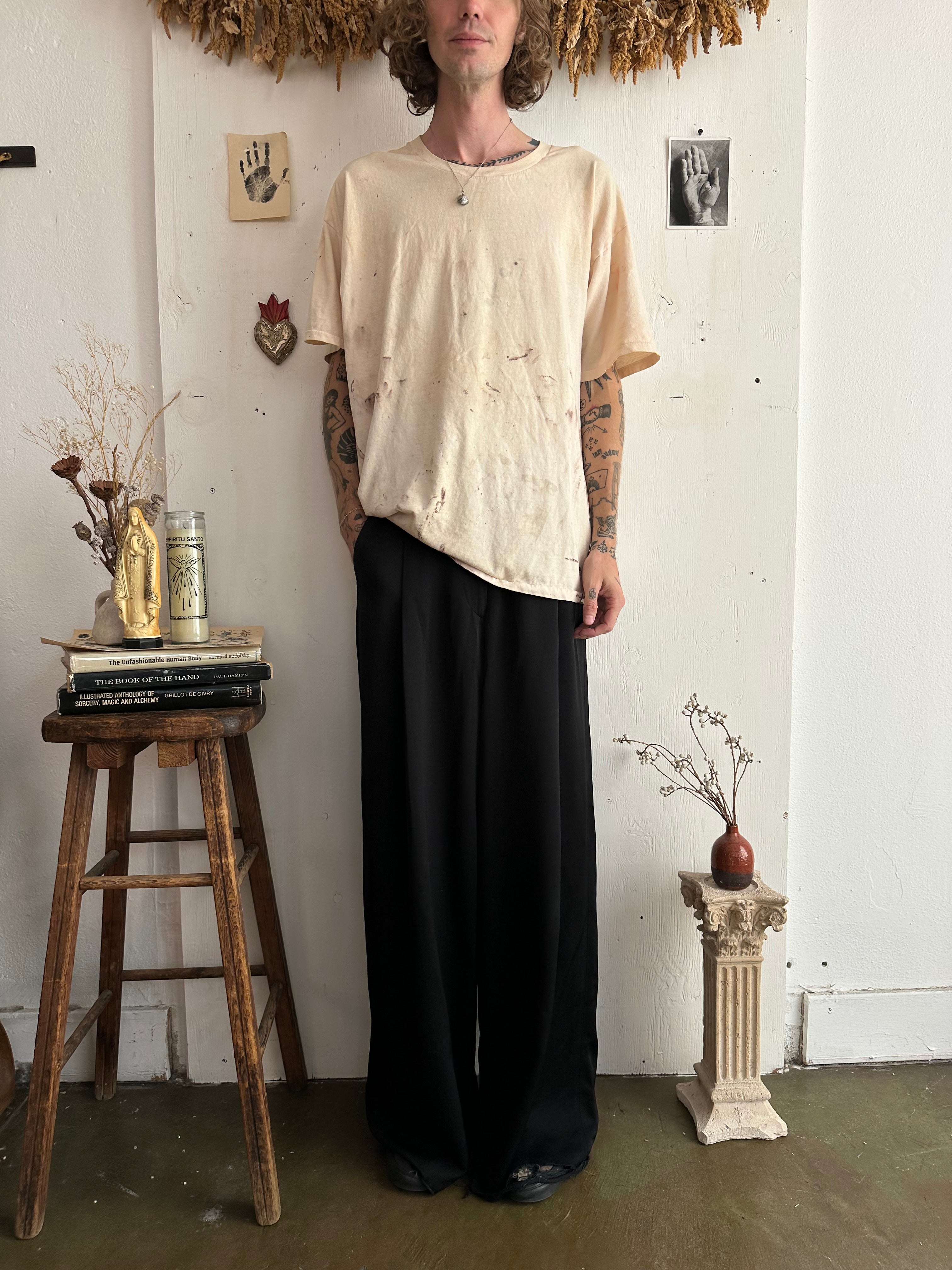1990s Thrashed Paint Splattered Oversized Tee (Boxy XXL)