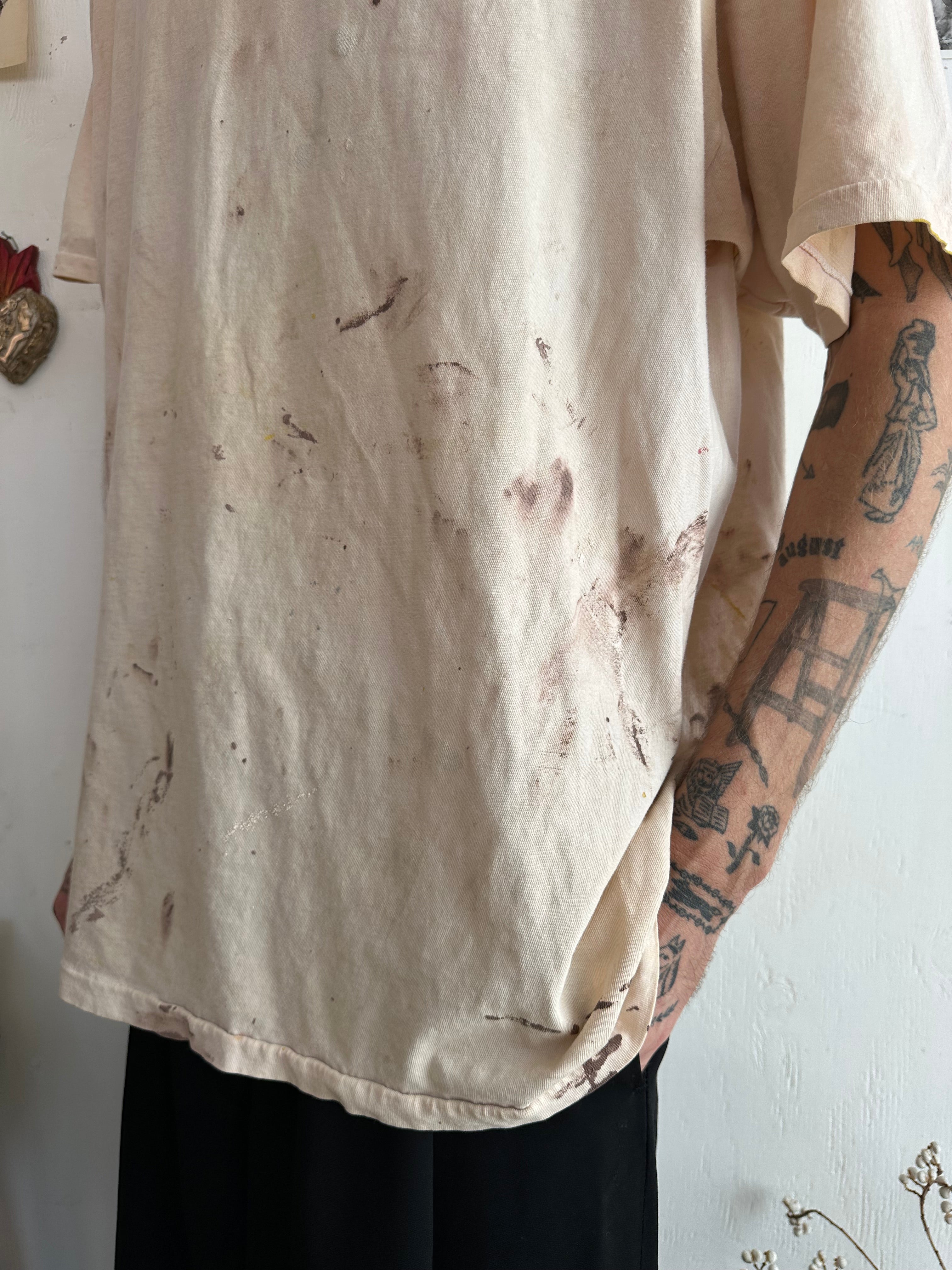 1990s Thrashed Paint Splattered Oversized Tee (Boxy XXL)