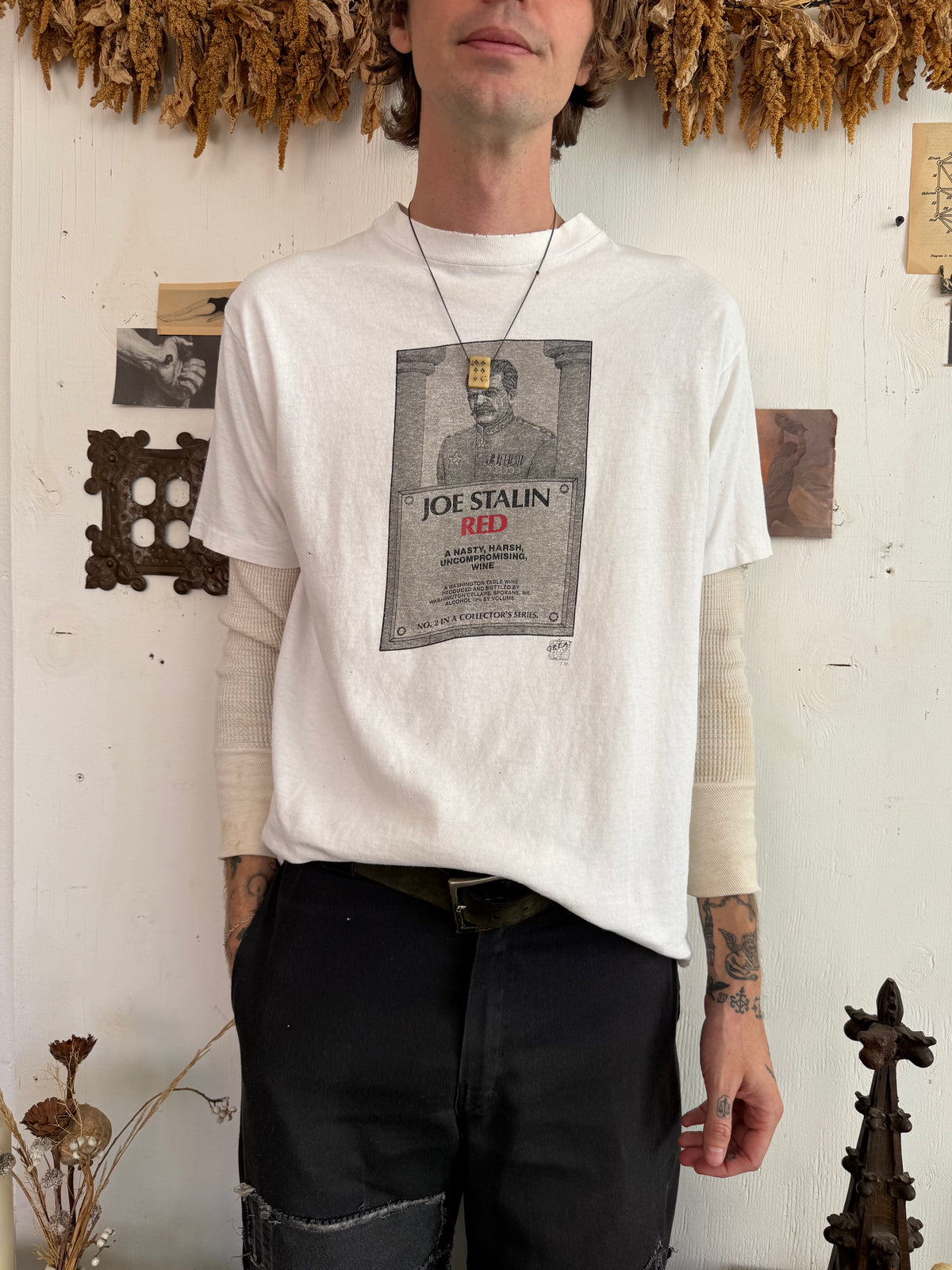 1990s Well Worn Joe Stalin Wine Tee