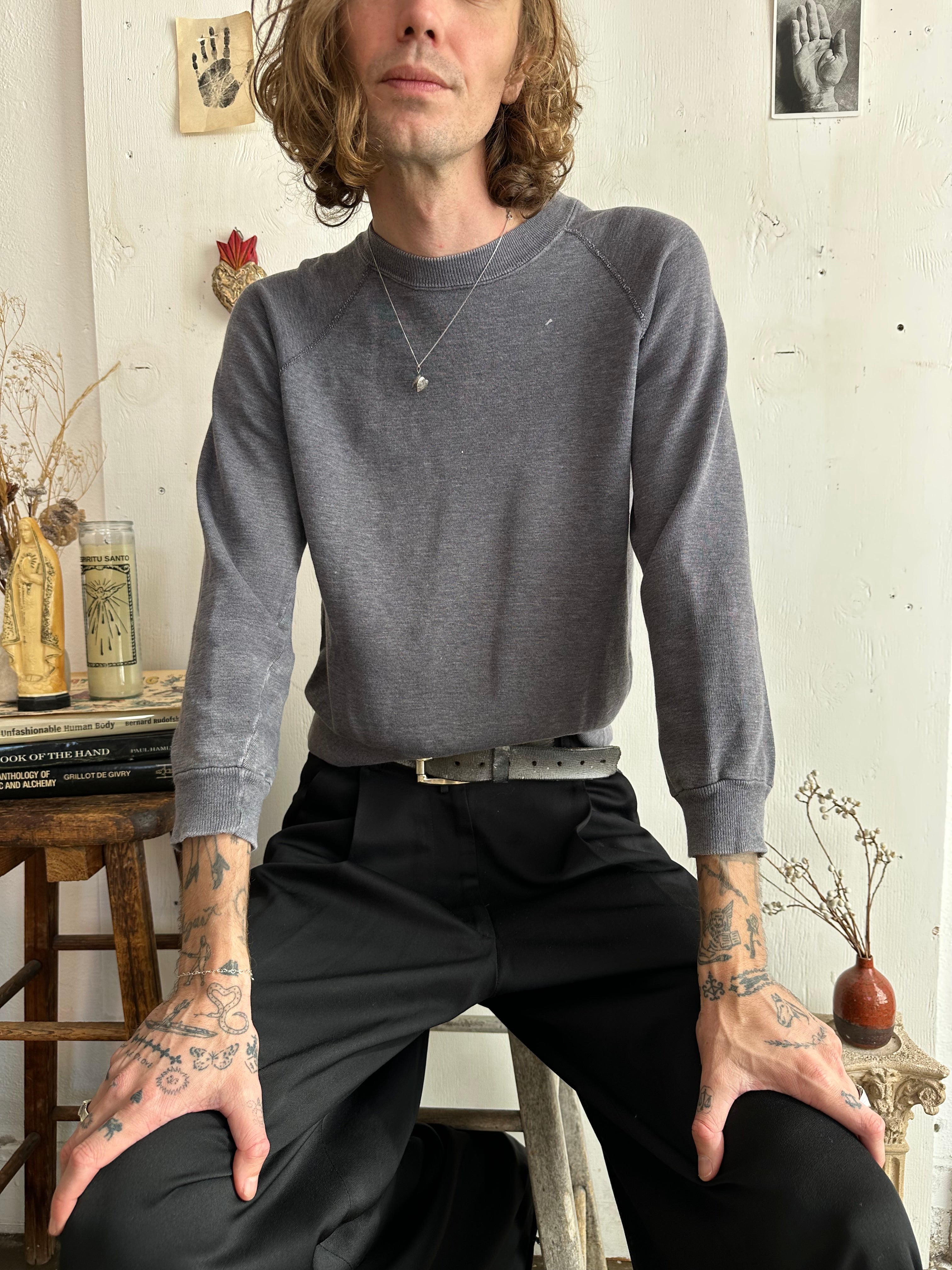 1970s Faded Black/Charcoal Sweatshirt (Boxy S/M)
