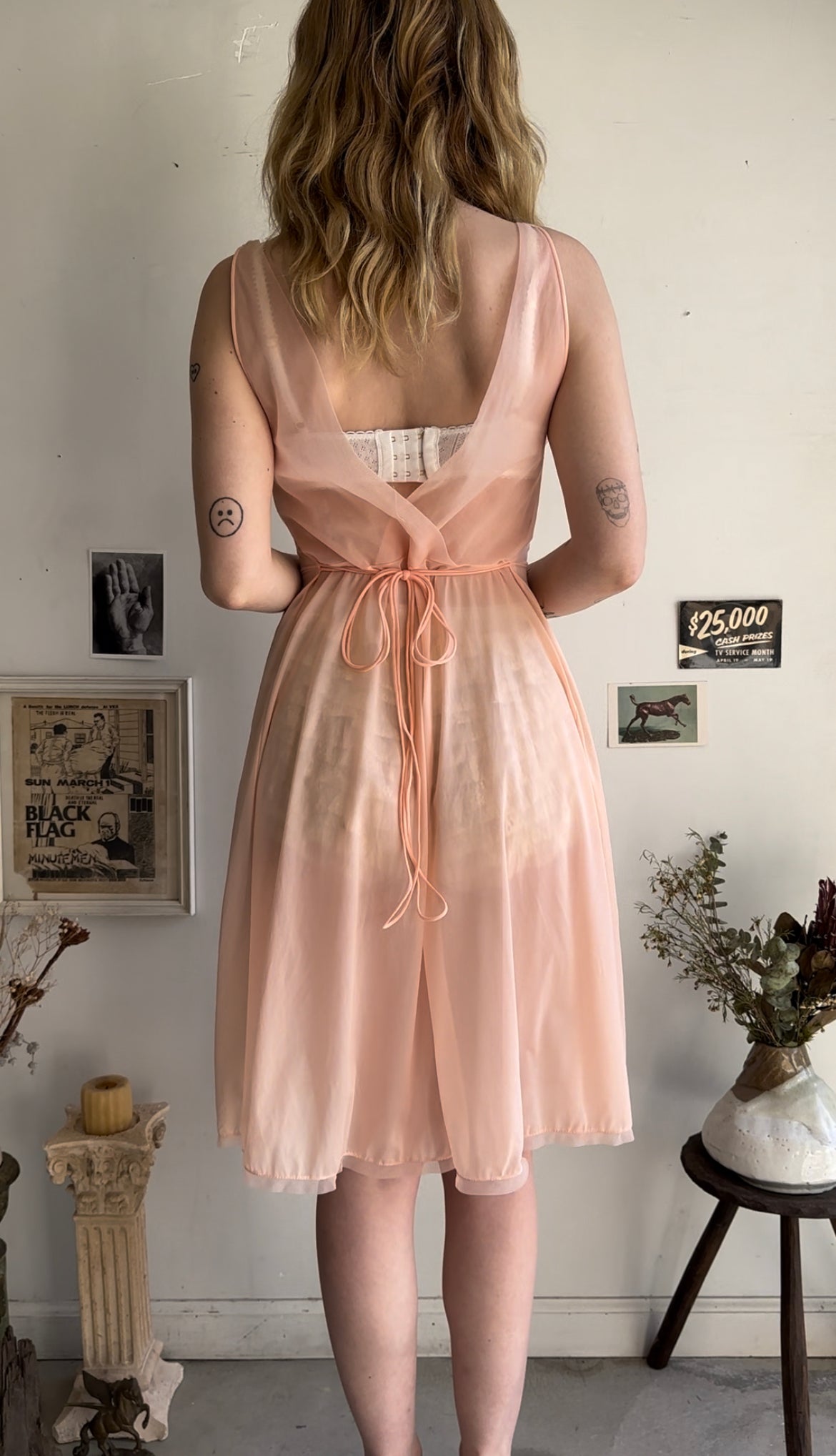 1980s Sheer Pink Dress (S)