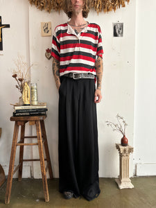 1980s Striped Henley Short Sleeve (Boxy L)