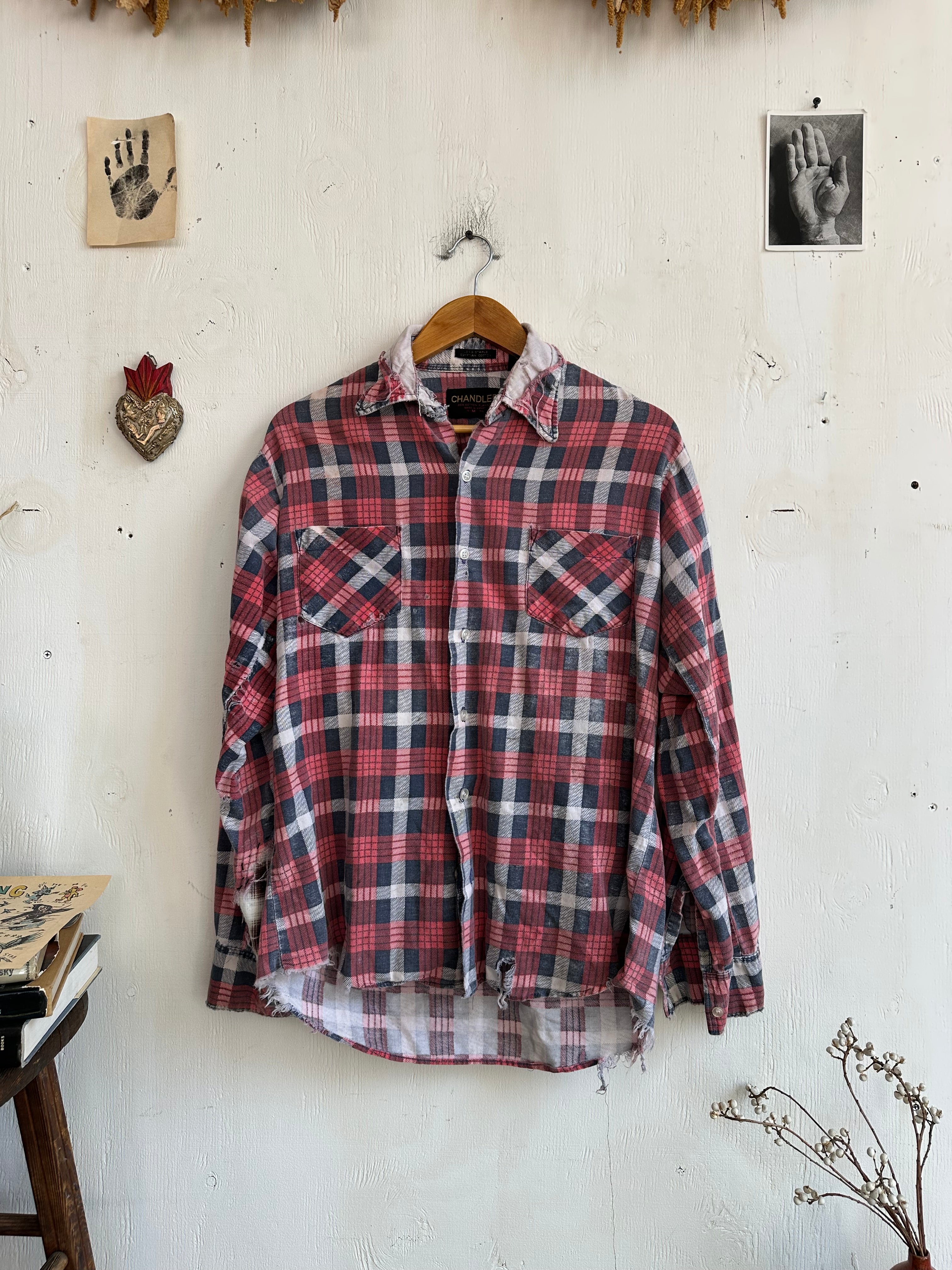 1970s Thrashed and Patched Cotton Flannel (Boxy L)