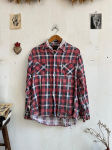 1970s Thrashed and Patched Cotton Flannel (Boxy L)