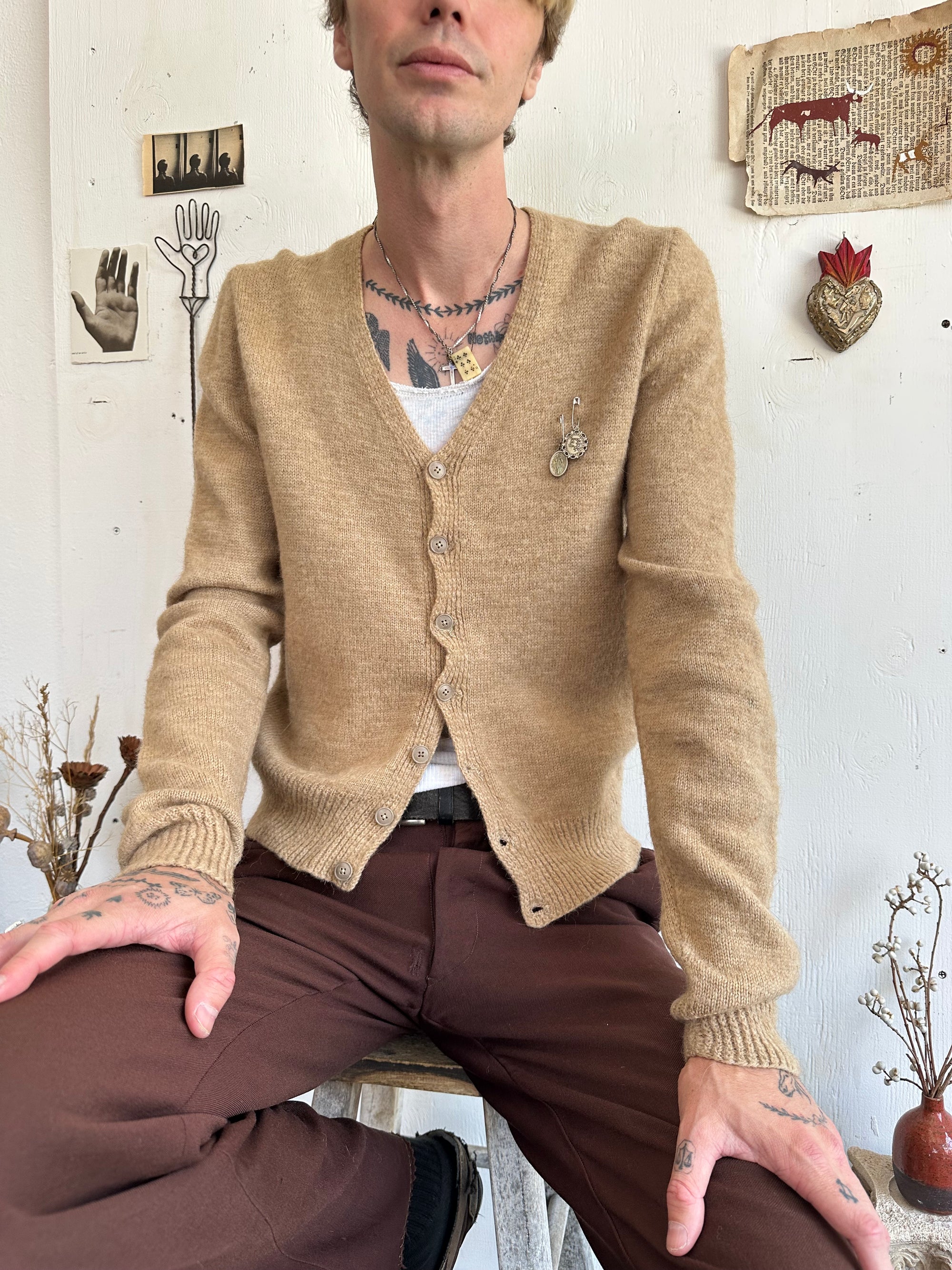 1960s Wool Cardigan W/ Pendants