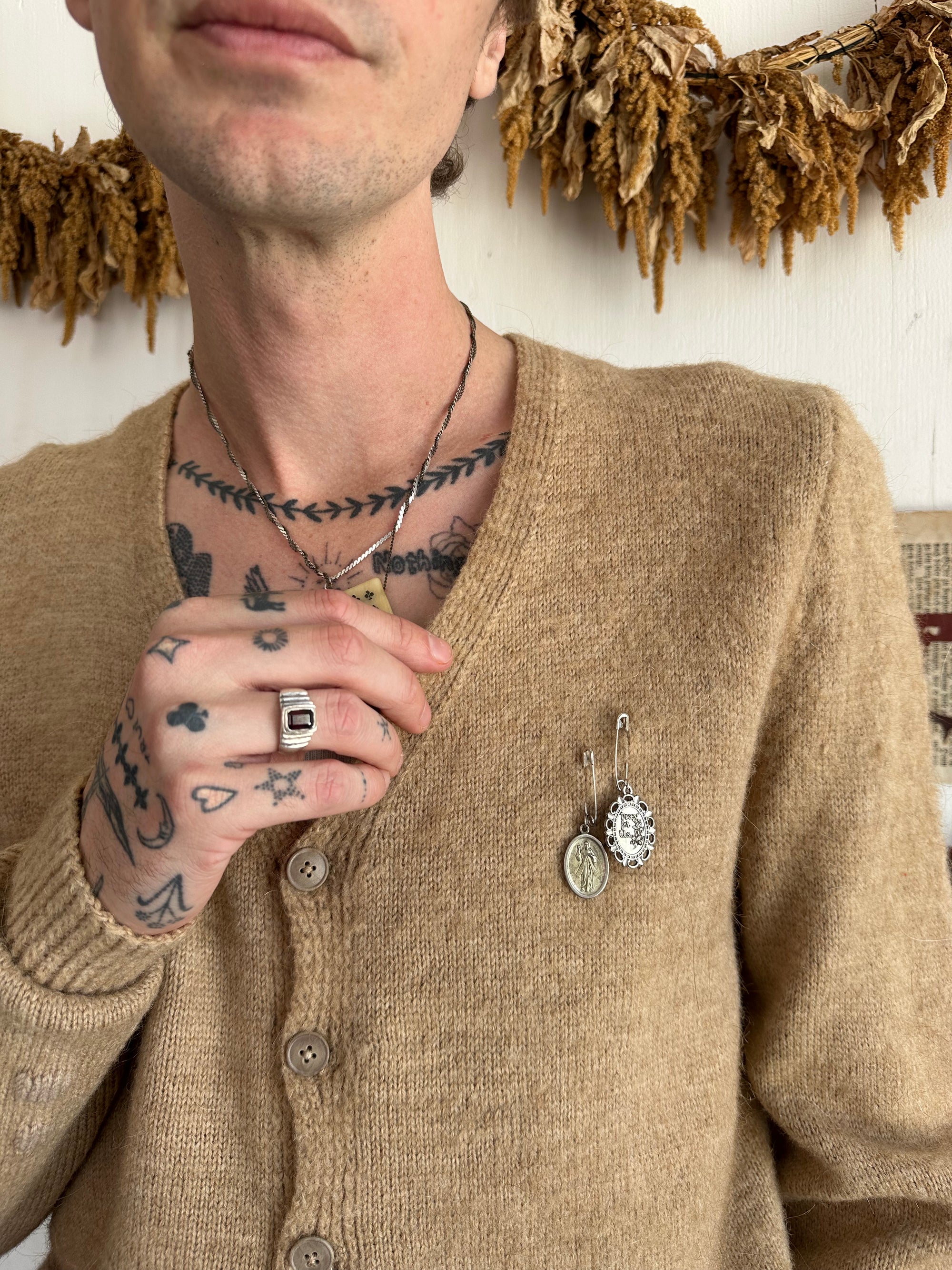 1960s Wool Cardigan W/ Pendants