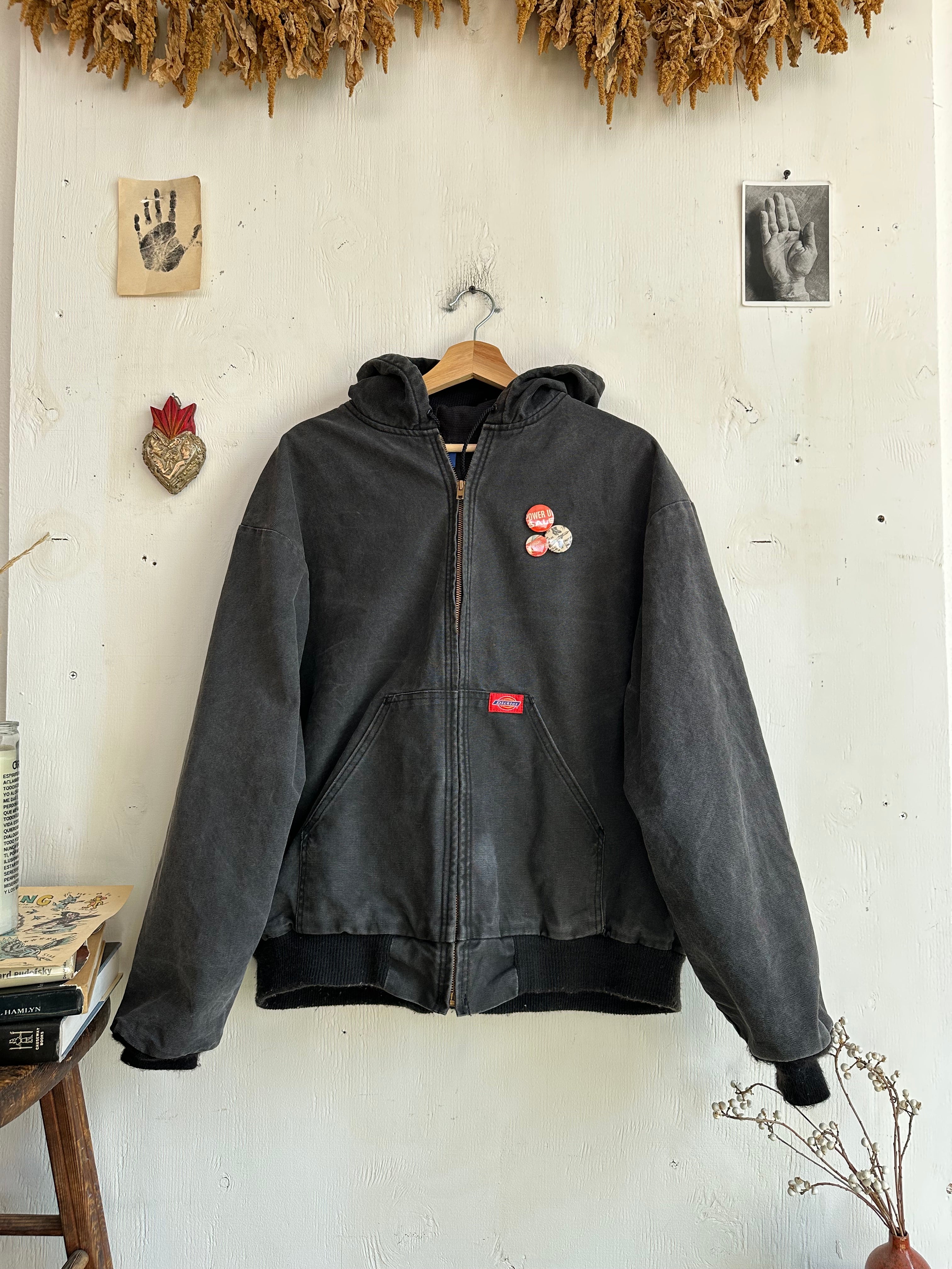 1990s Faded Dickies Hooded Work Jacket W/ Pins (Boxy XL)