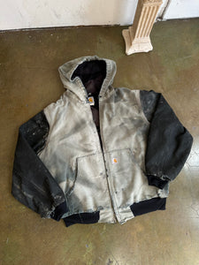 1990s Thrashed and Sunfaded Waxed Sleeved Carhartt Work Jacket (Boxy L)