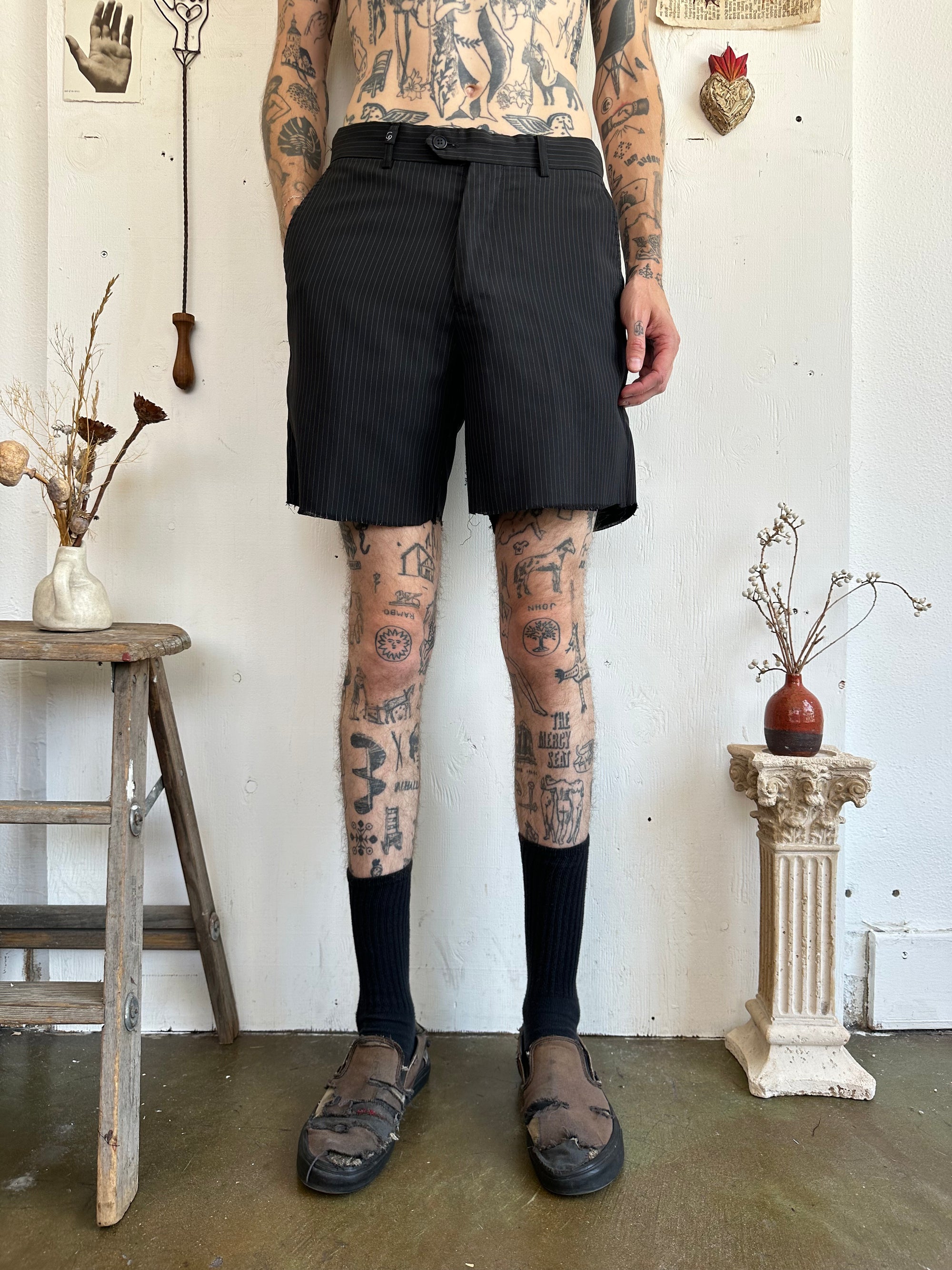 1990s Pinstripe Trouser Shorts