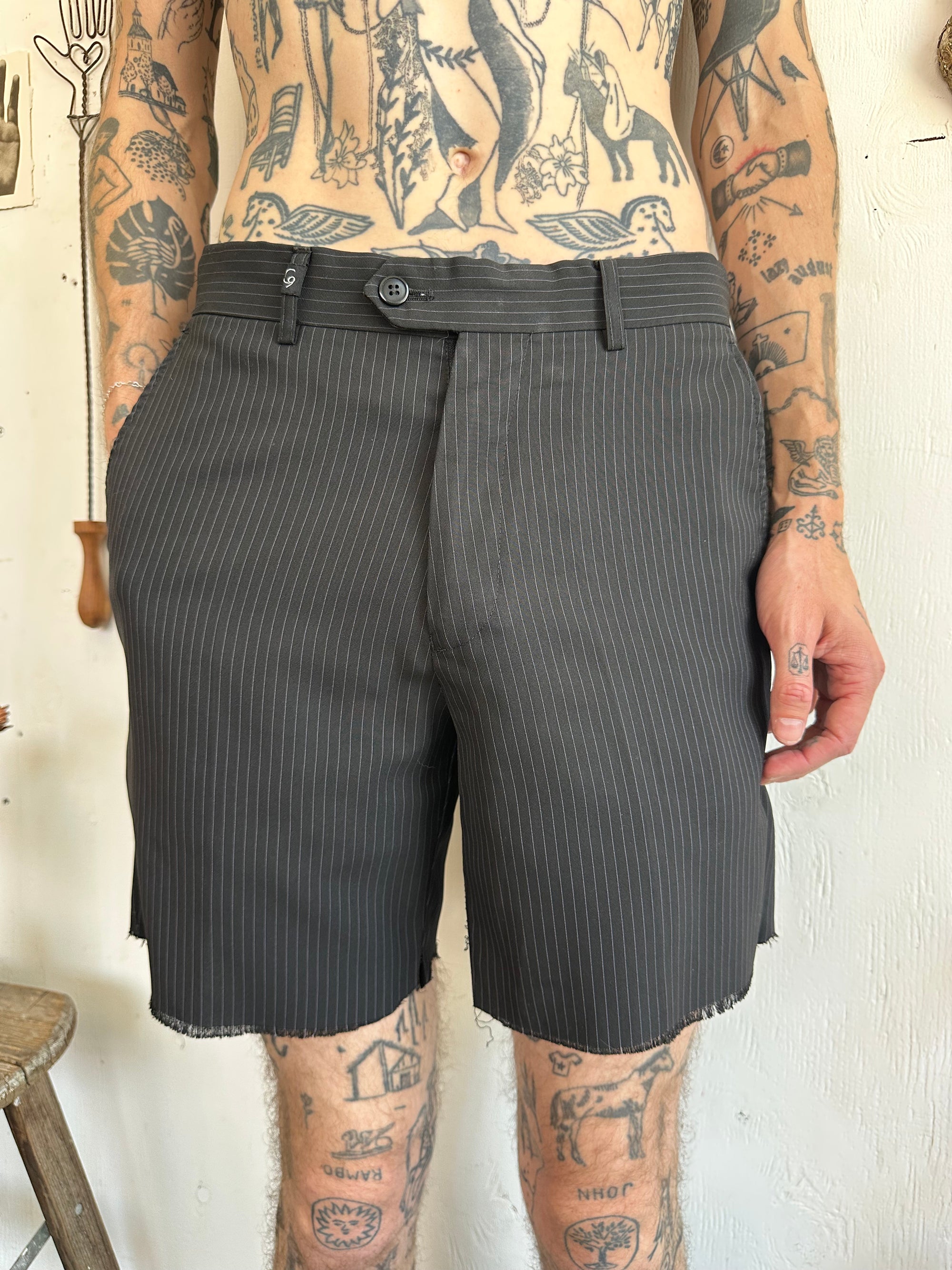 1990s Pinstripe Trouser Shorts
