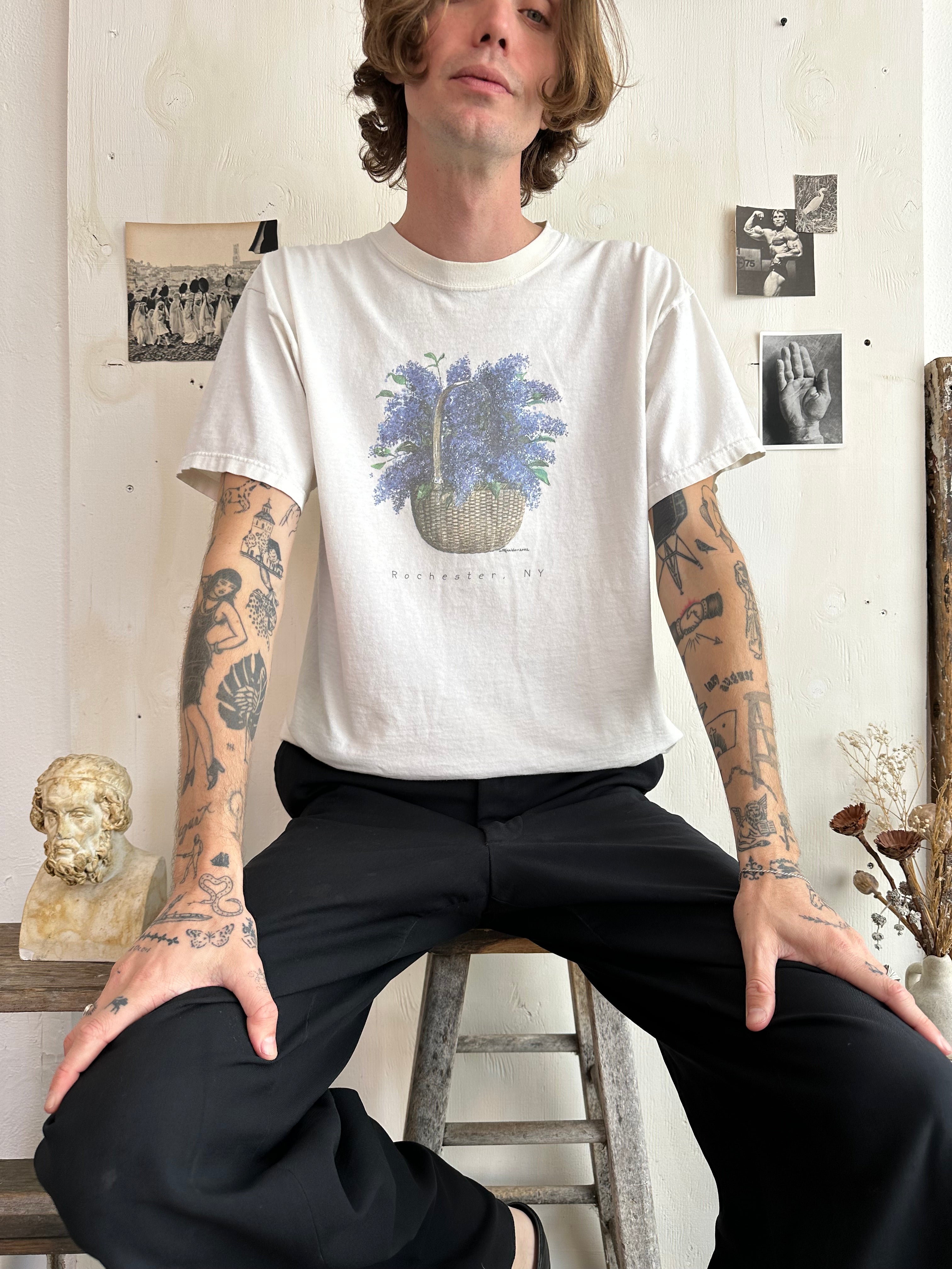 1990s Blue Flowers Rochester, NY T-Shirt (XL)