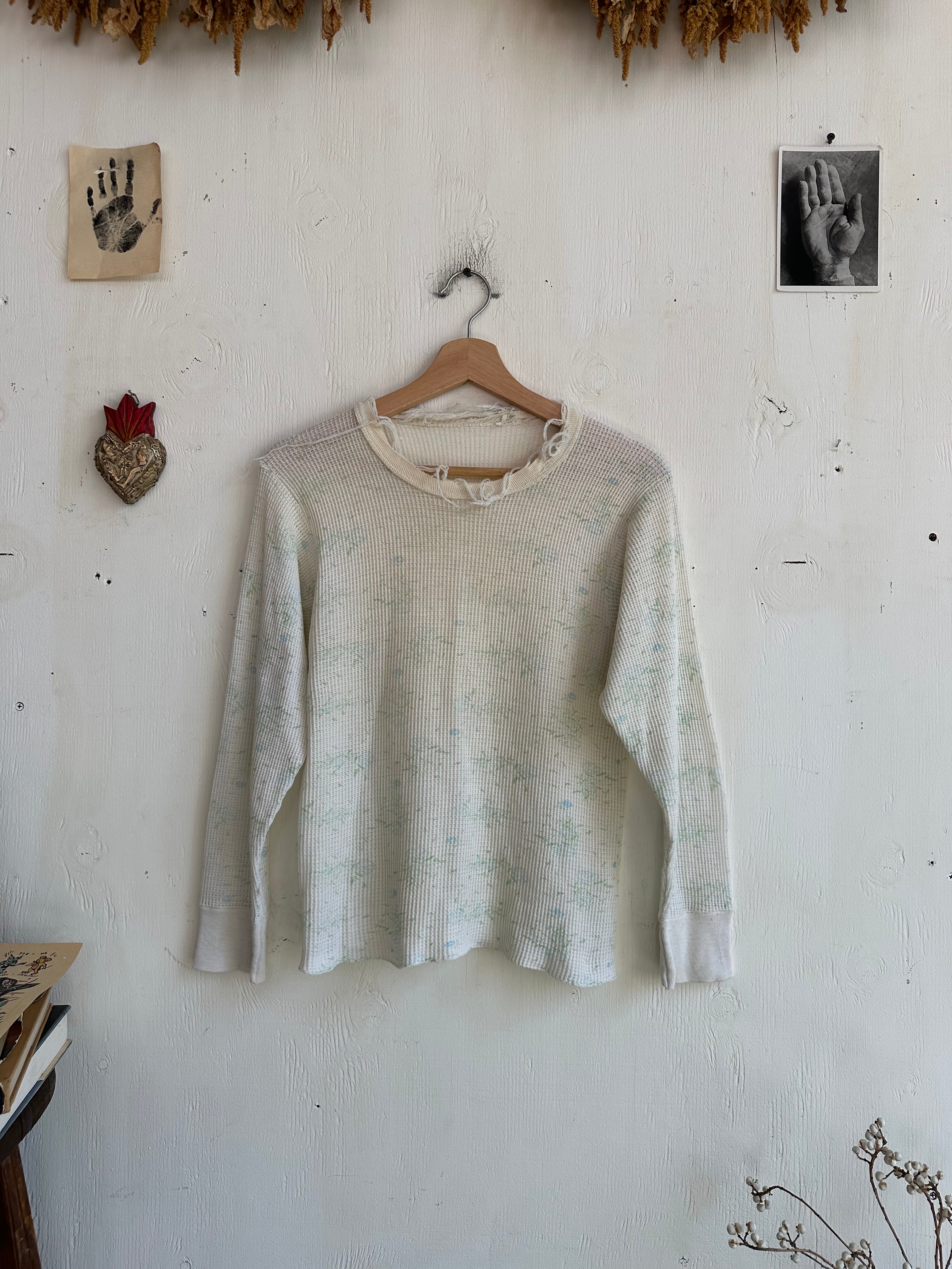 1980s Thrashed Subtle Floral Thermal (Boxy M)