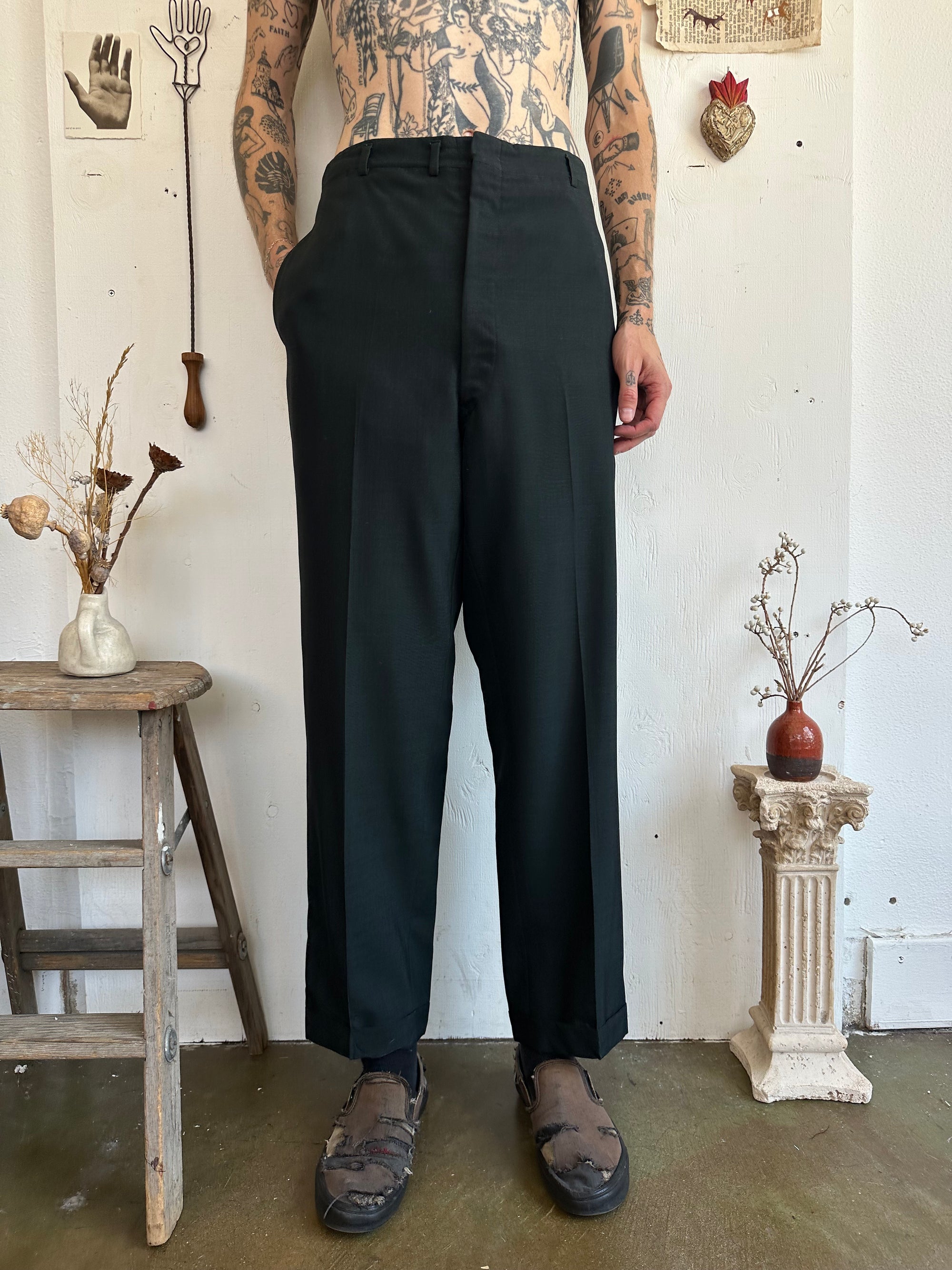 1960s Gauzy Black Trousers
