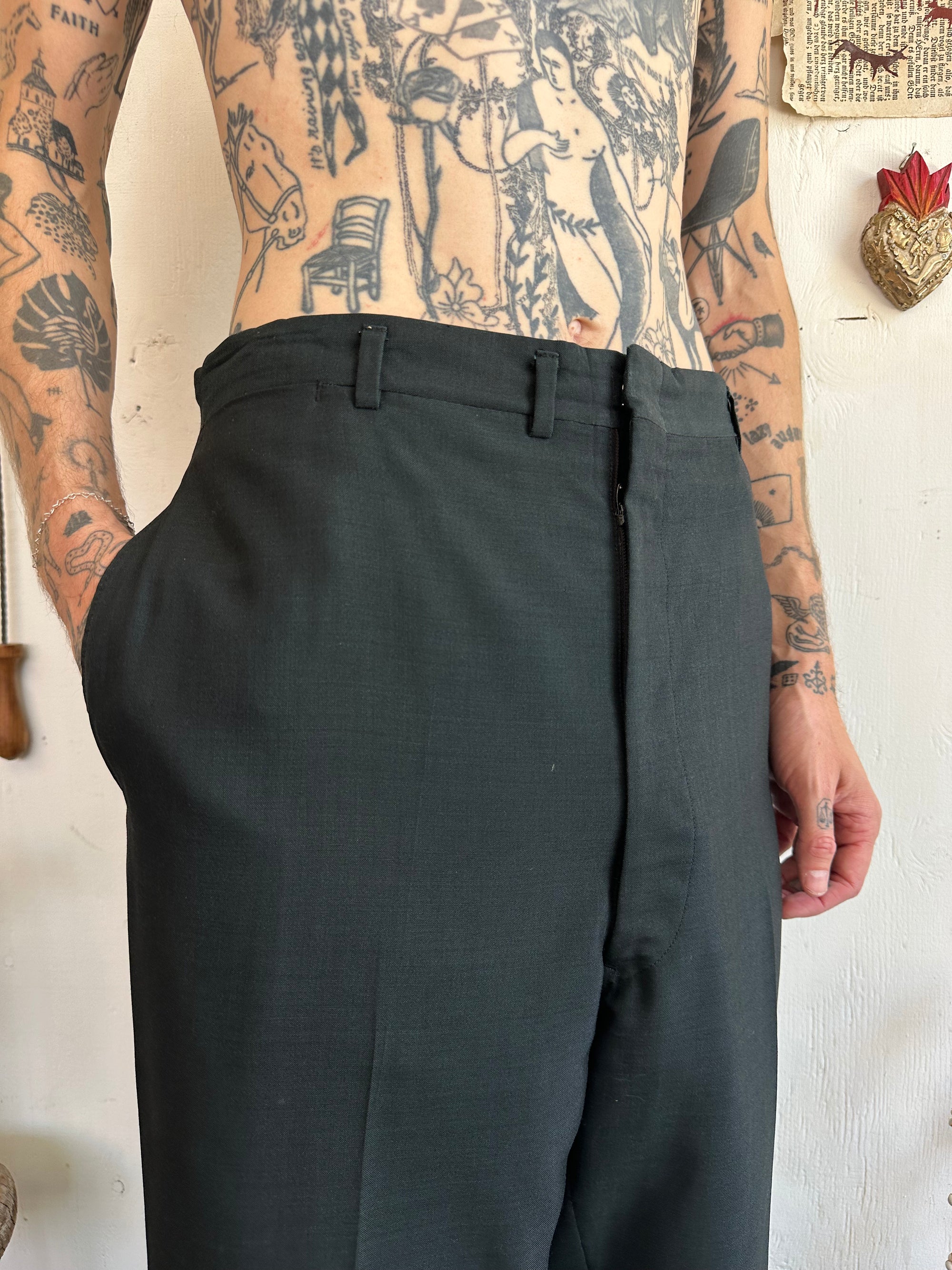 1960s Gauzy Black Trousers