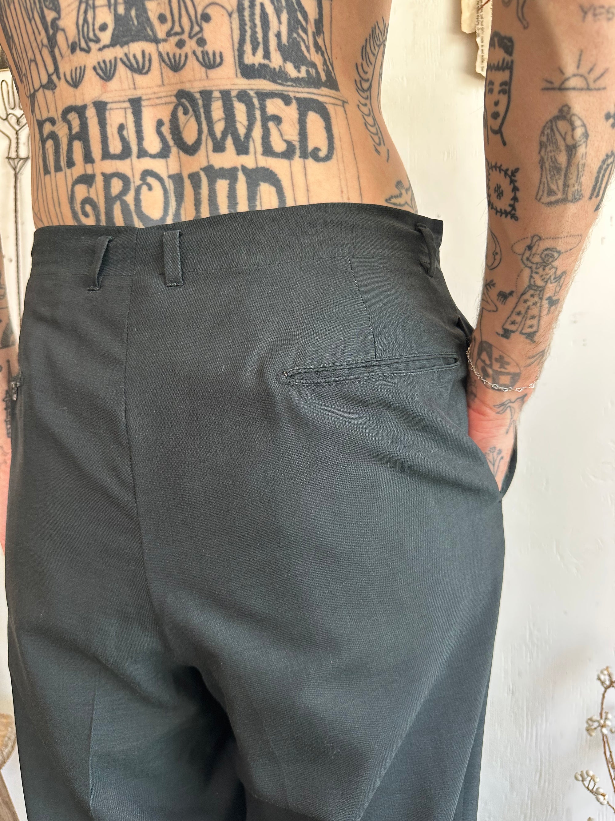 1960s Gauzy Black Trousers