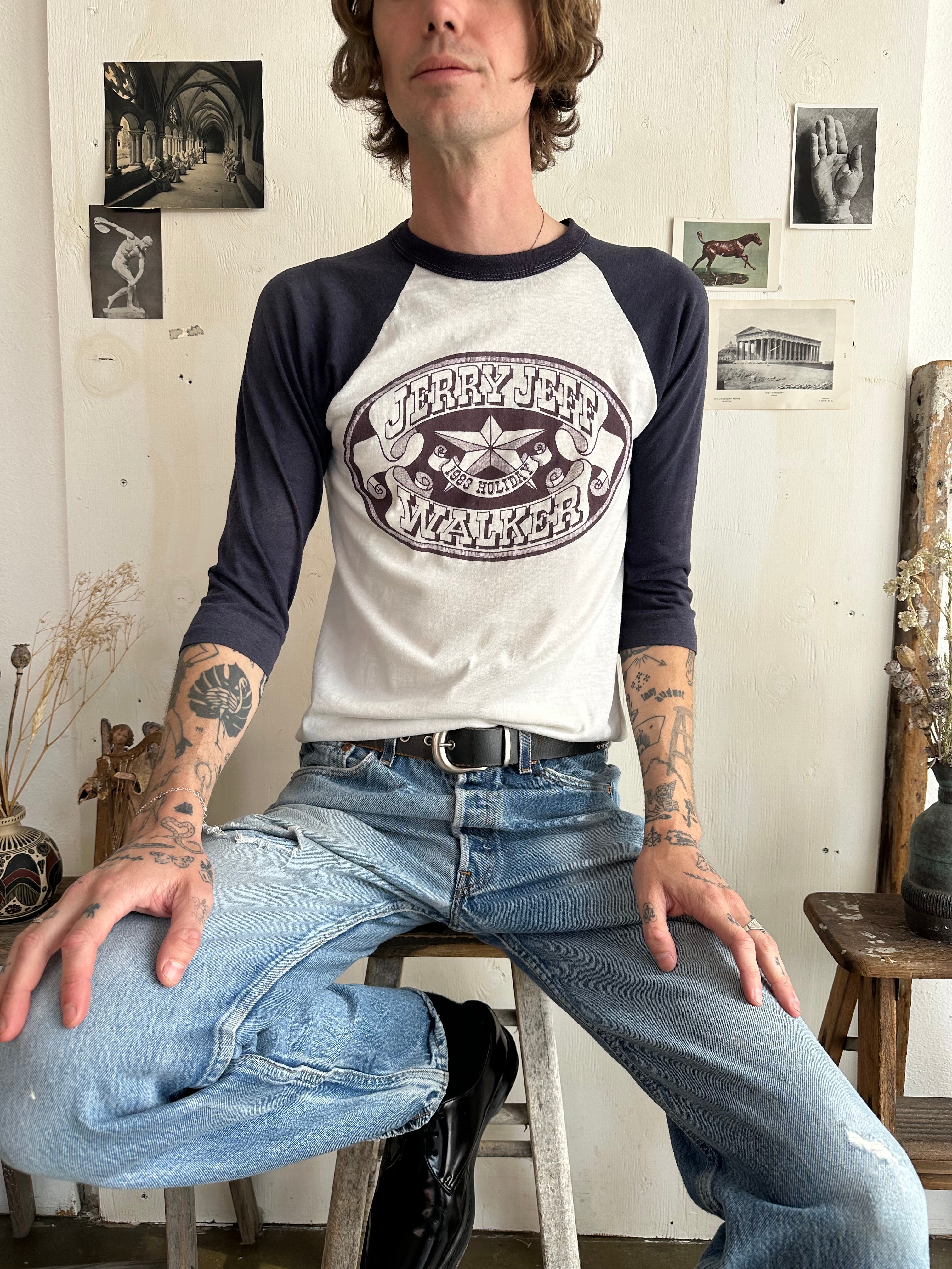 1983 Faded Jerry Jeff Walker Baseball Tee (M)