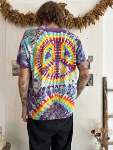 1990s Shredded Tie Dye Peace T-Shirt (L)