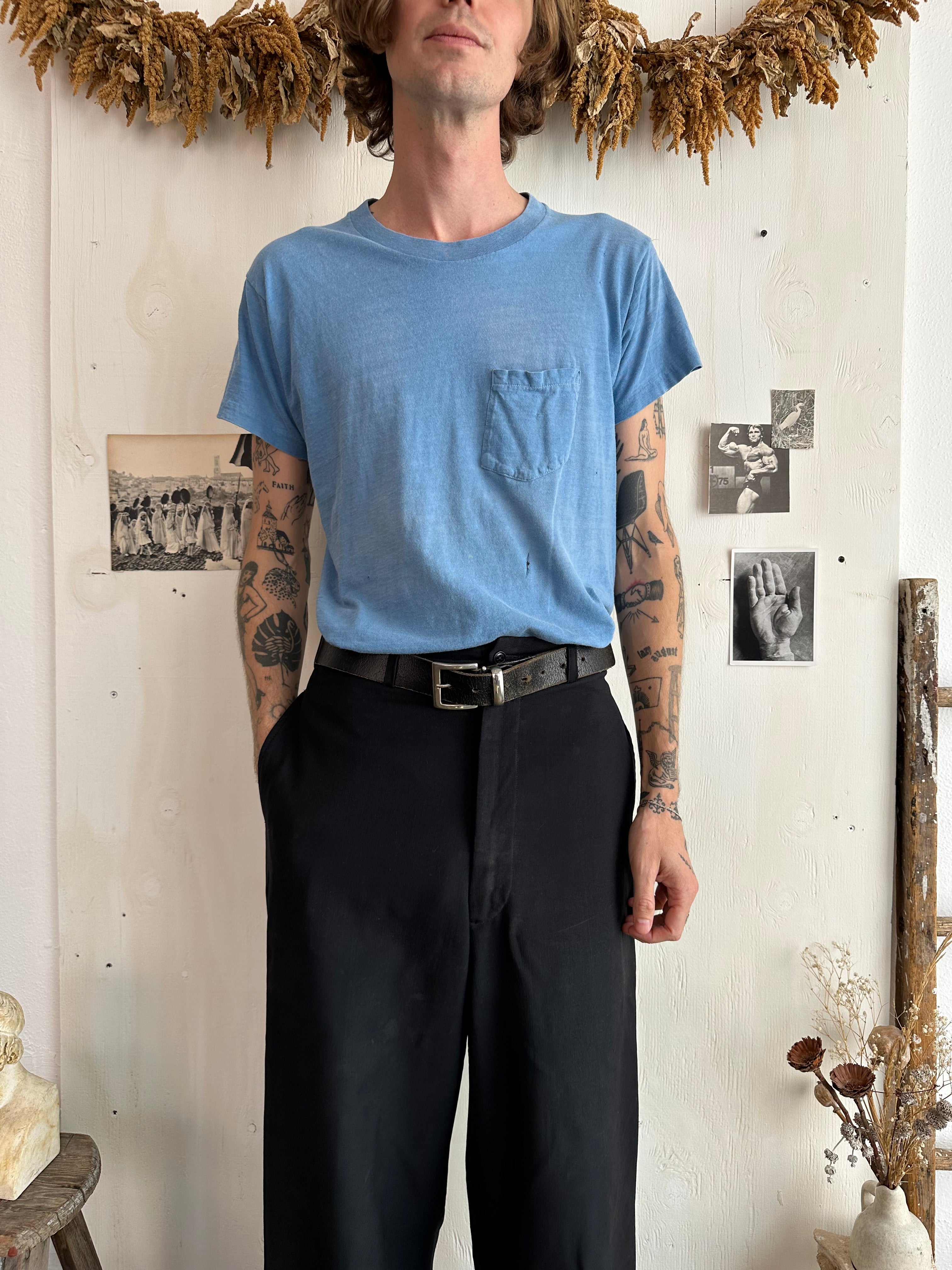 1980s Light Blue BVD Pocket Tee (M/L)