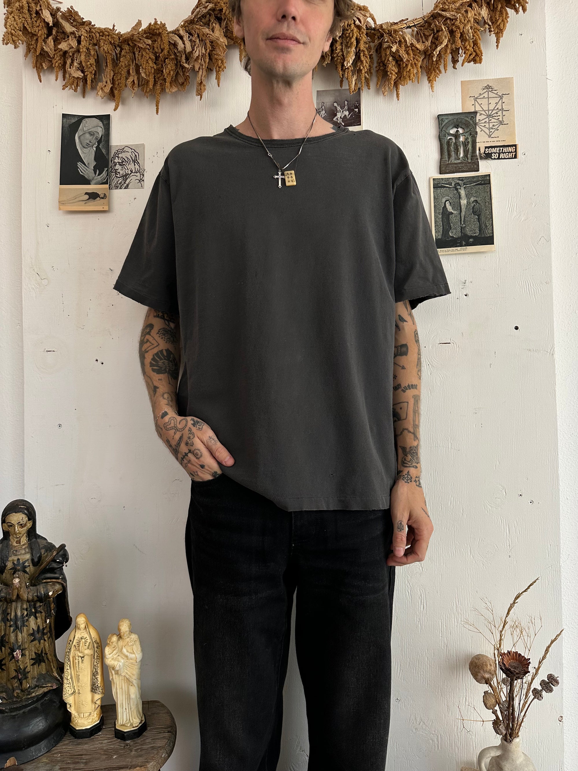 1990s Faded Hanes Boxy Black Blank